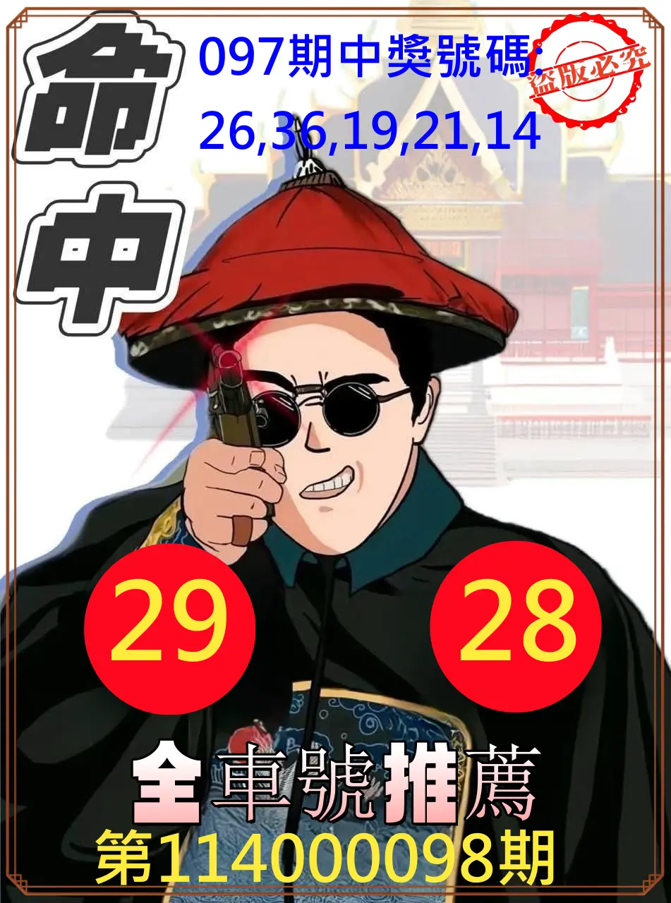今彩539第114000098期今彩539全車2中2命中推薦