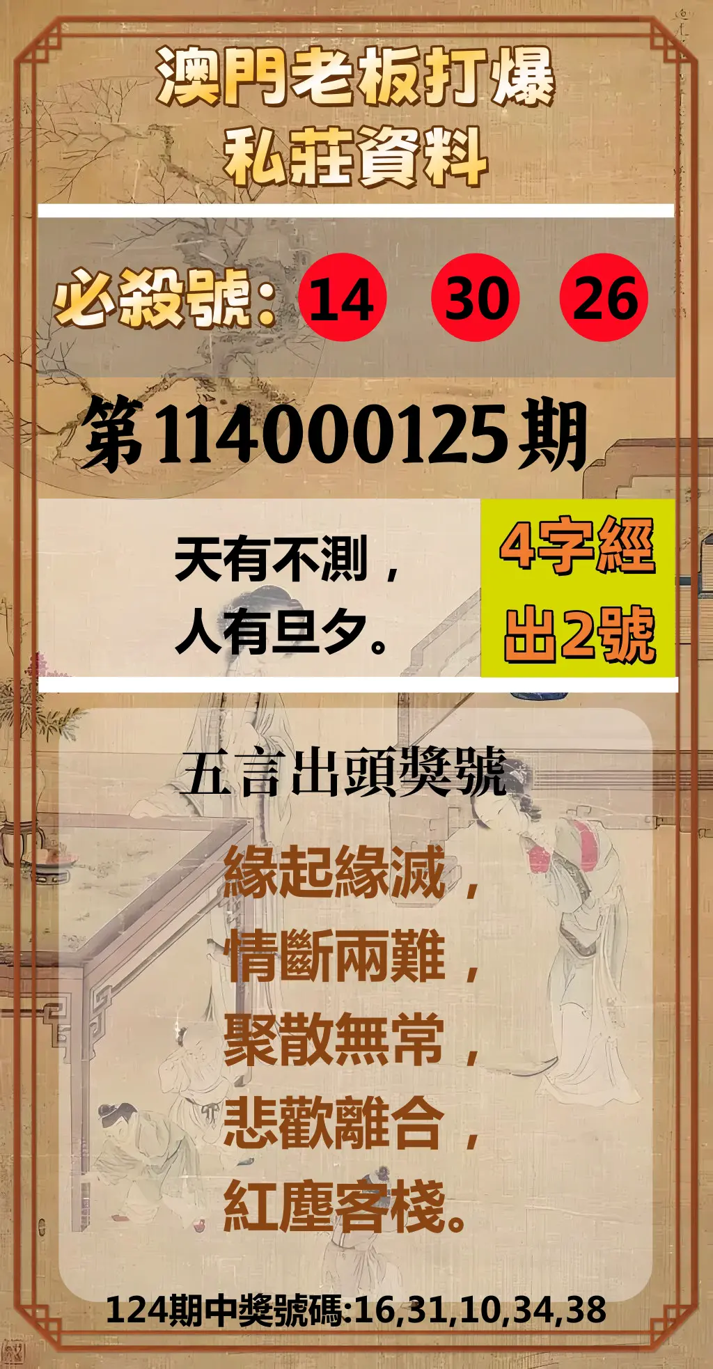今彩539第114000125期澳門老板打爆私莊資料