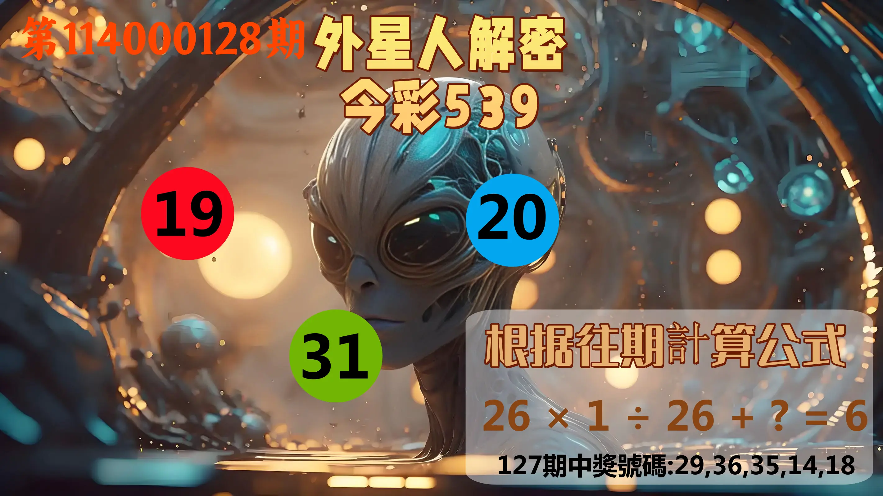 今彩539第114000128期外星人解密今彩539