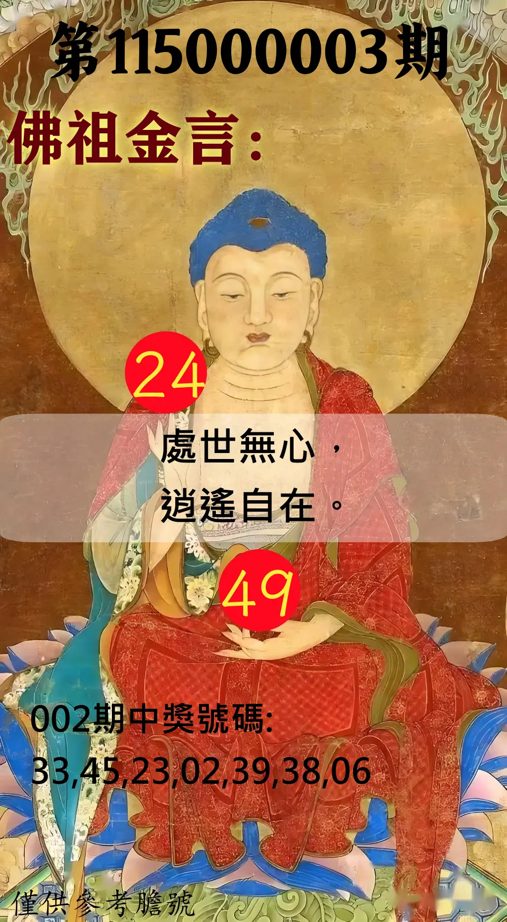 大樂透第115000003期(01/09)佛祖金言