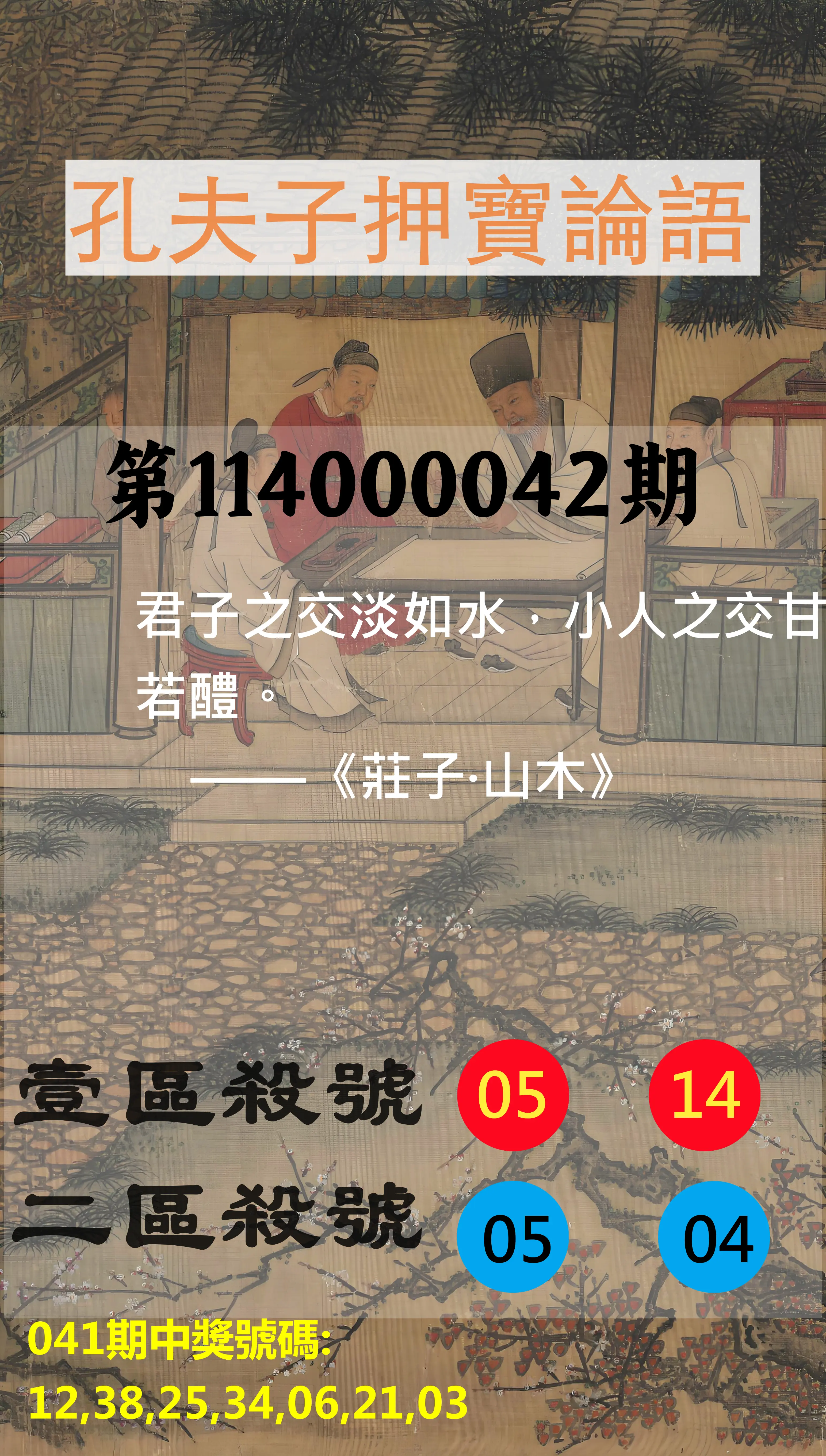 威力彩第114000042期孔夫子押寶論語