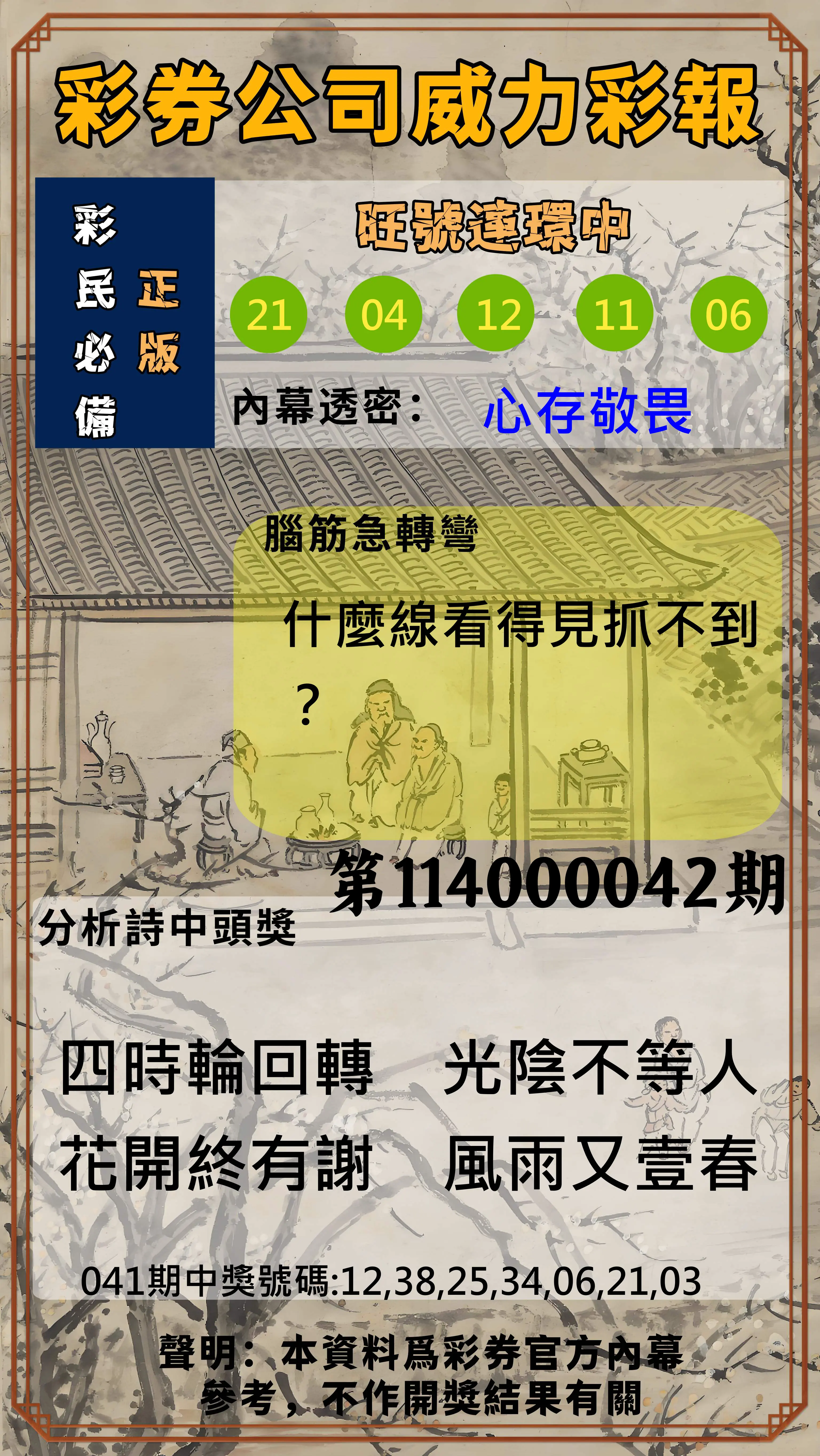 威力彩第114000042期彩券公司威力彩報