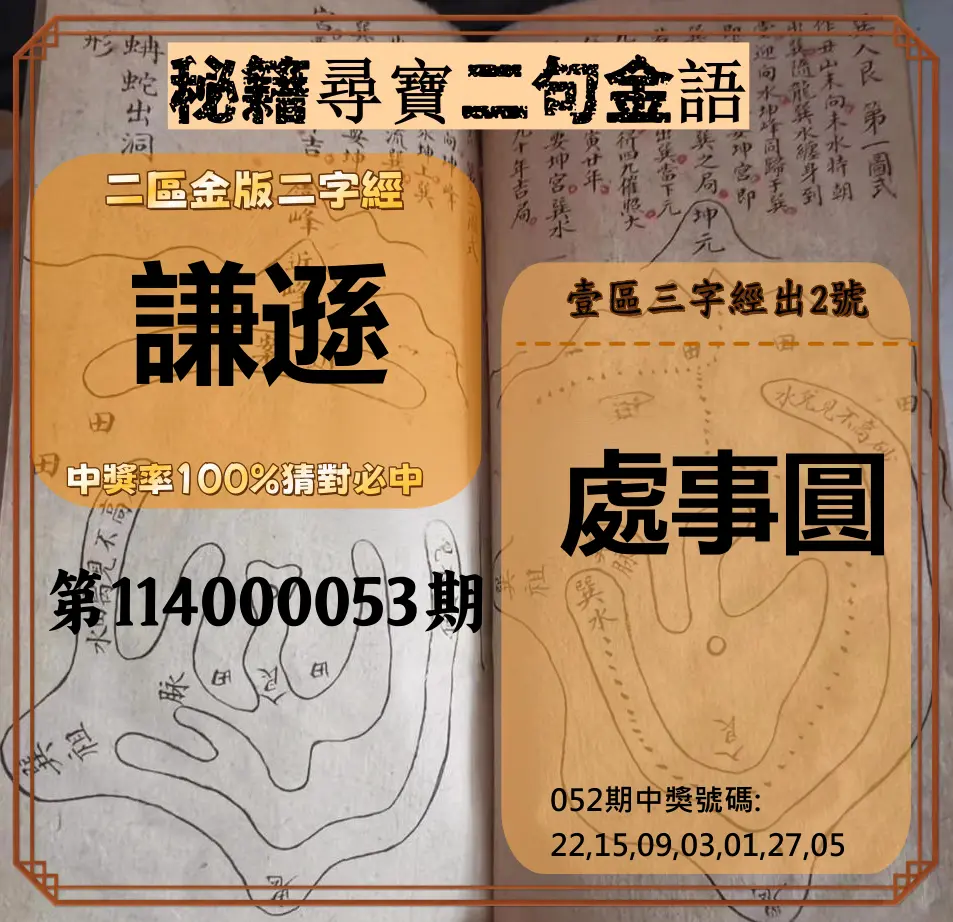 威力彩第114000053期秘籍尋寶二句金語