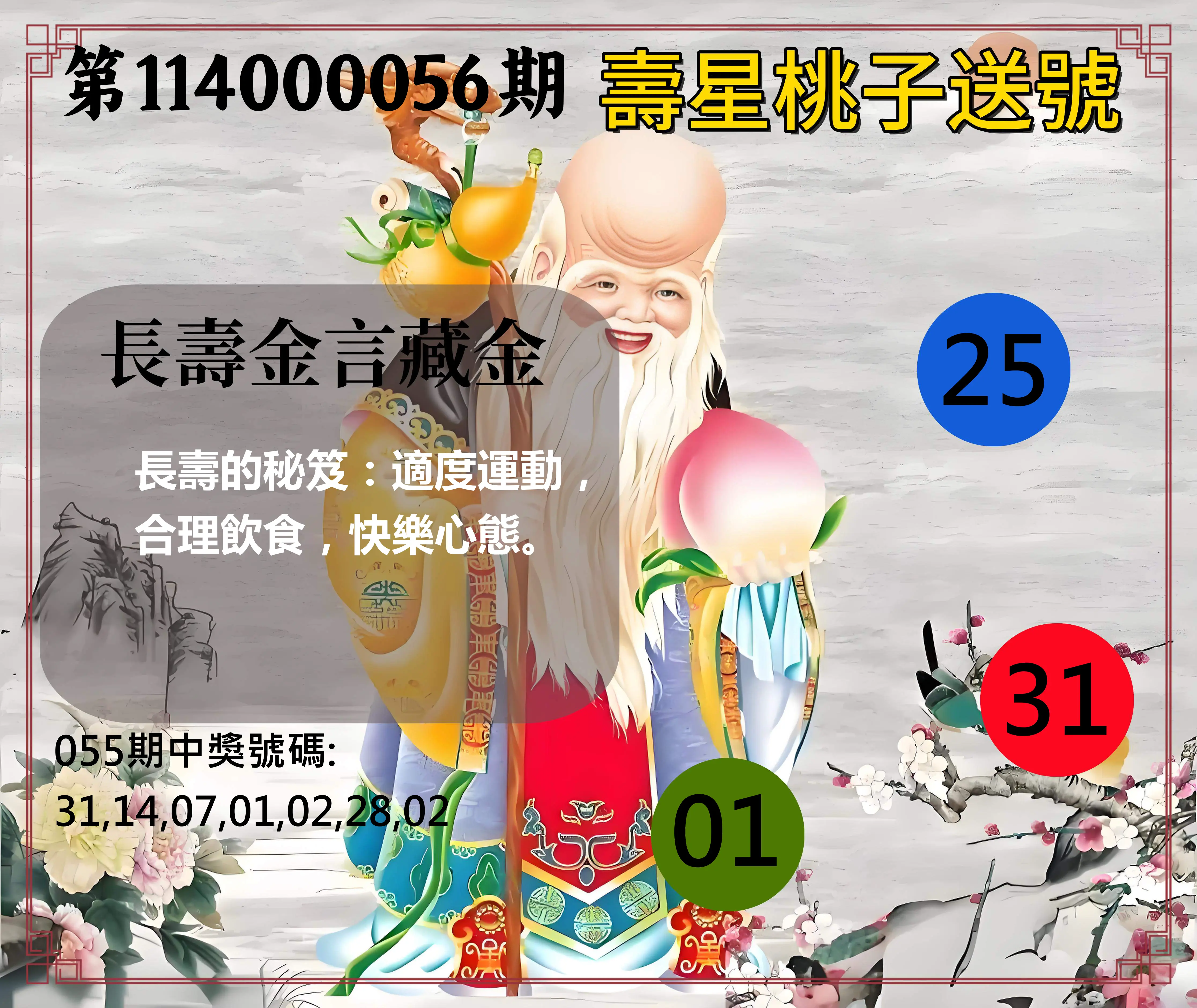 威力彩第114000056期(07/14)壽星桃子送號