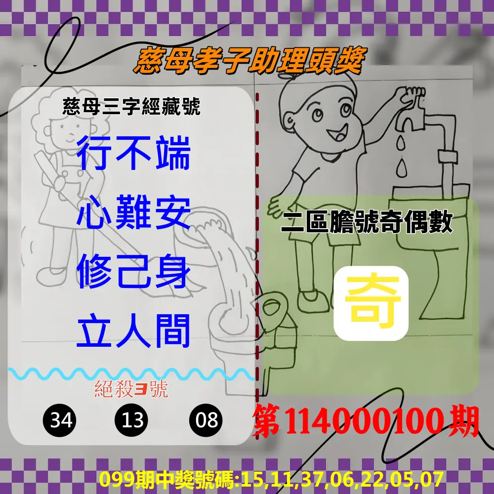威力彩第114000100期(12/15)慈母孝子助理頭獎