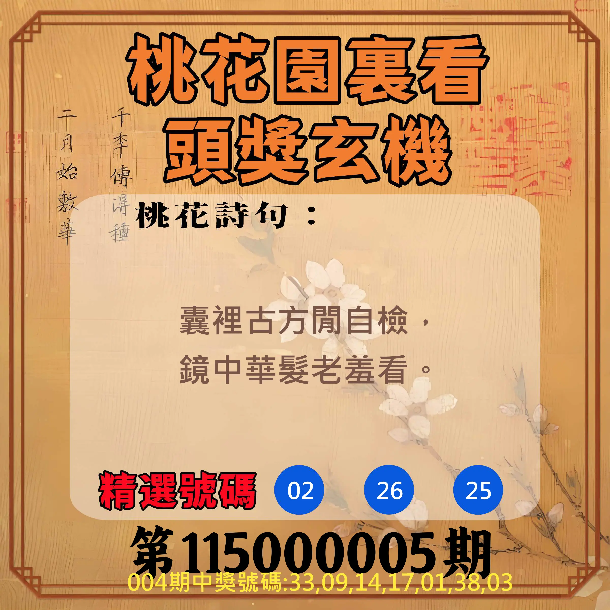 威力彩第115000005期(01/15)桃花園裏看頭獎玄機