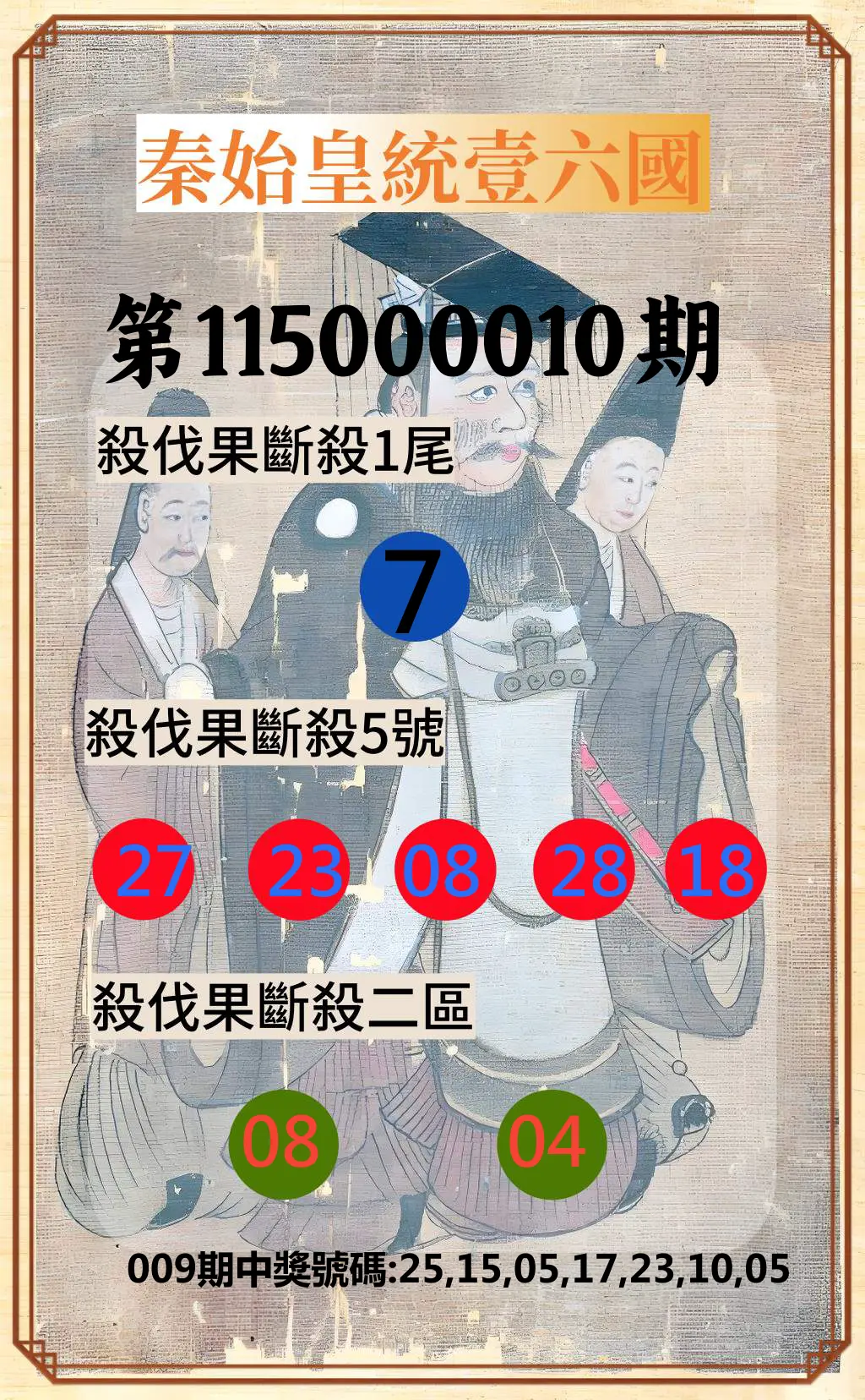 威力彩第115000010期(02/02)秦始皇統壹六國