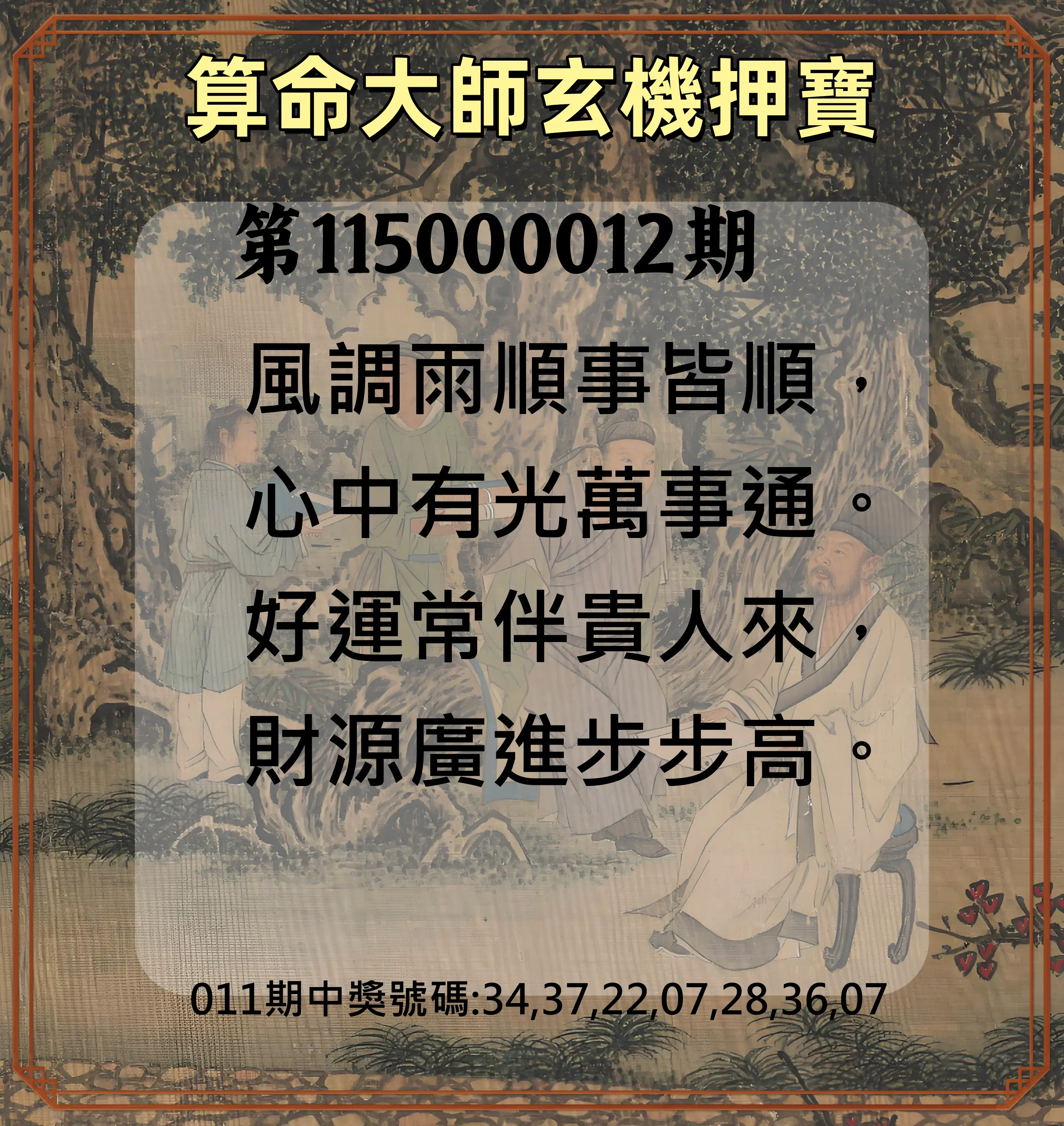 威力彩第115000012期(02/09)算命大師玄機押寶