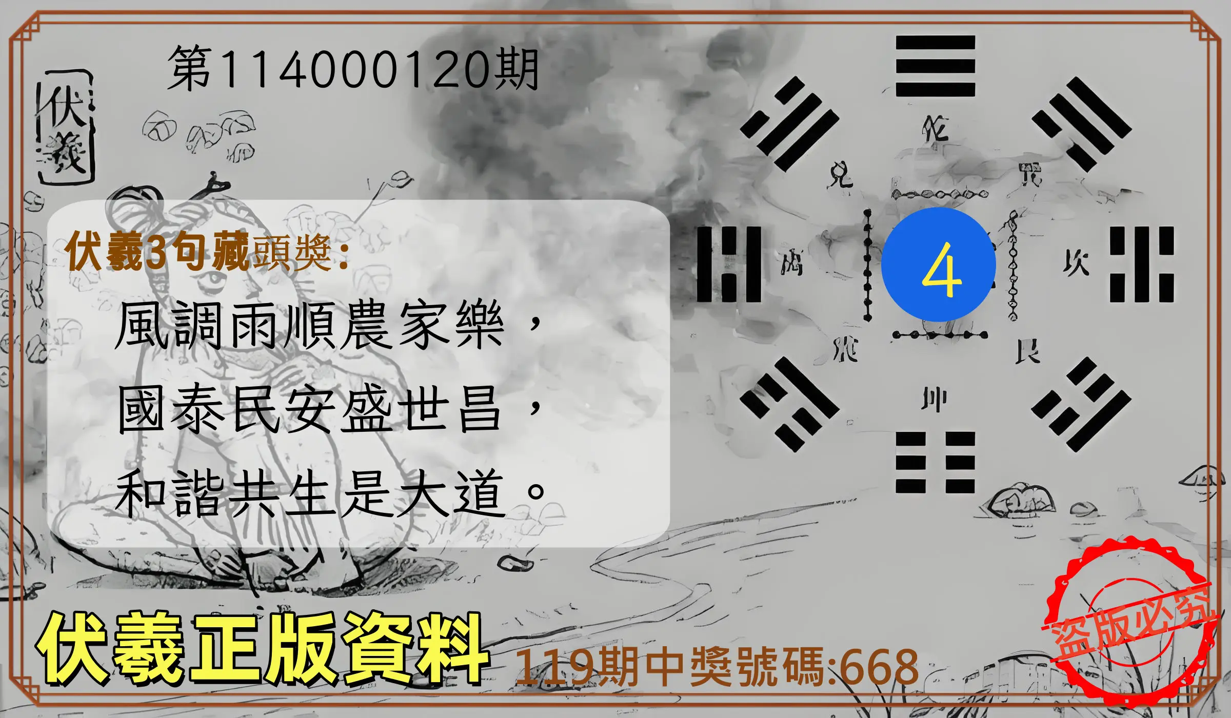 3星彩第114000120期伏羲正版資料