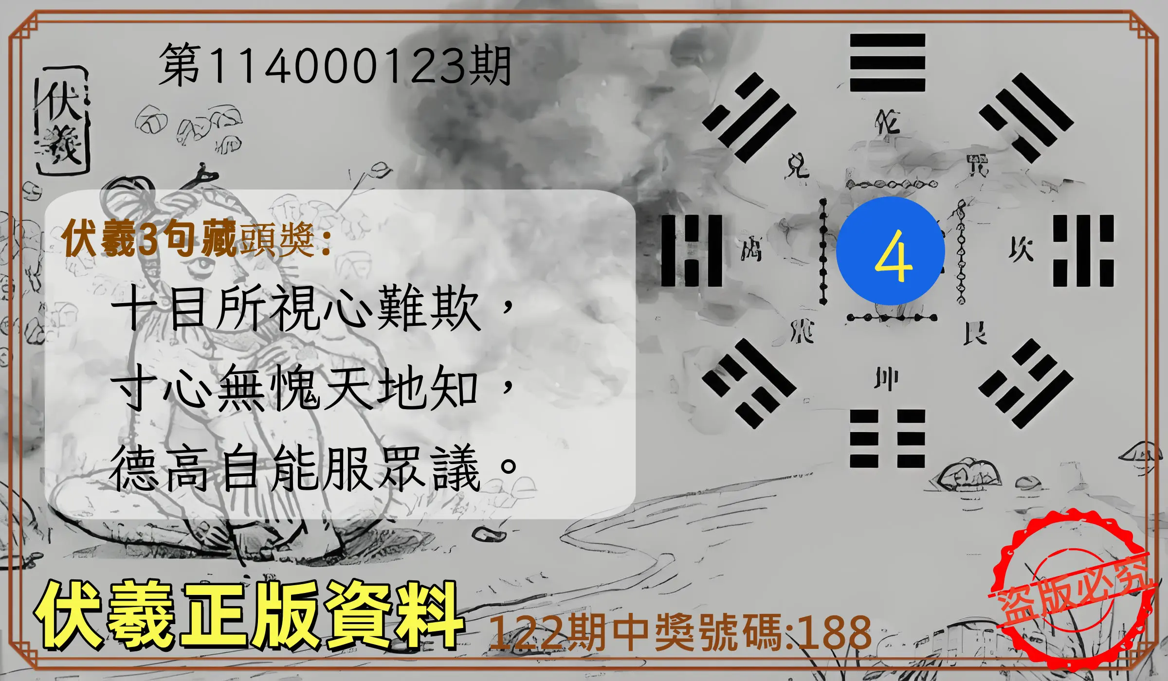3星彩第114000123期伏羲正版資料