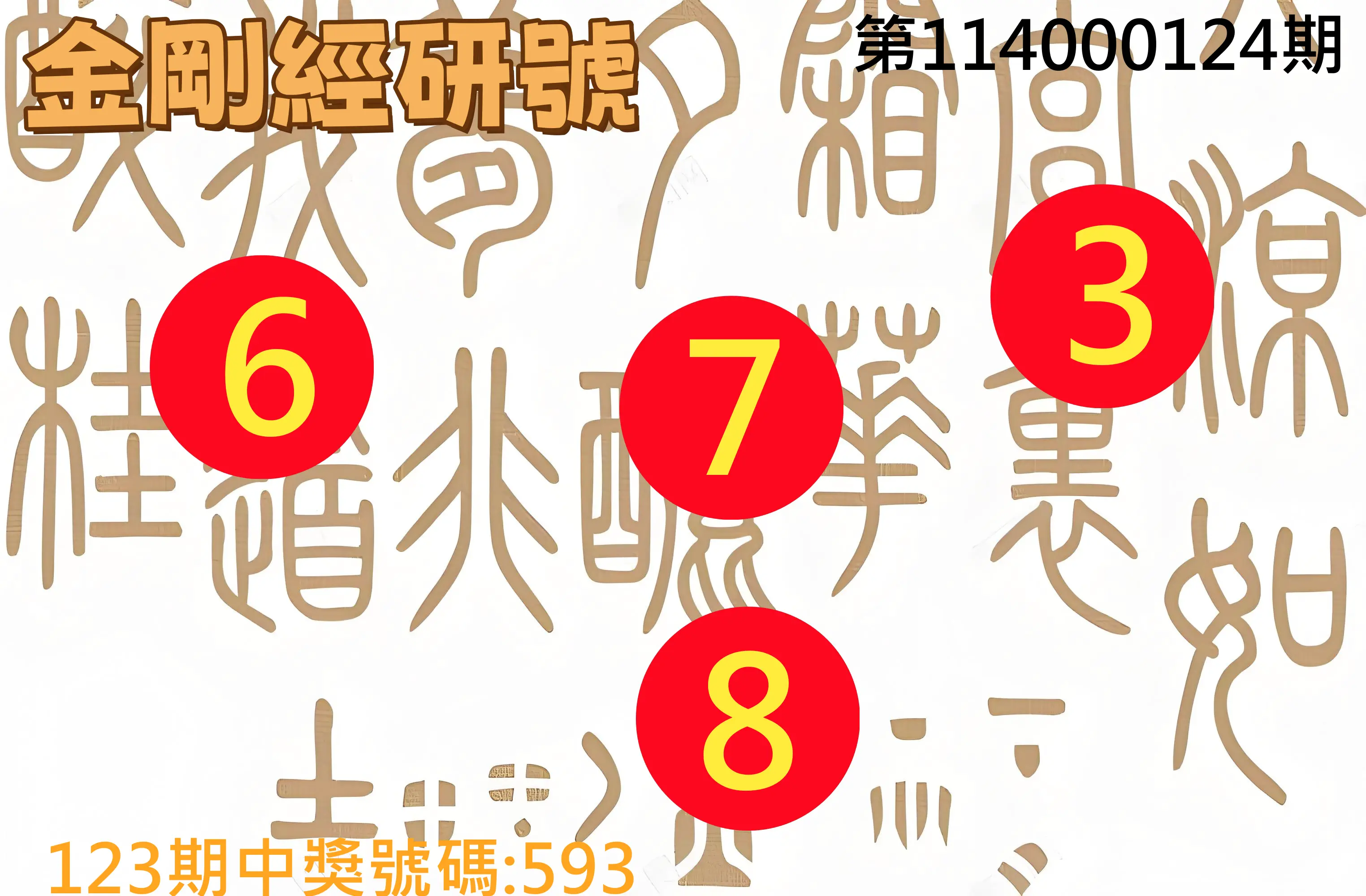 3星彩第114000124期金剛經研號