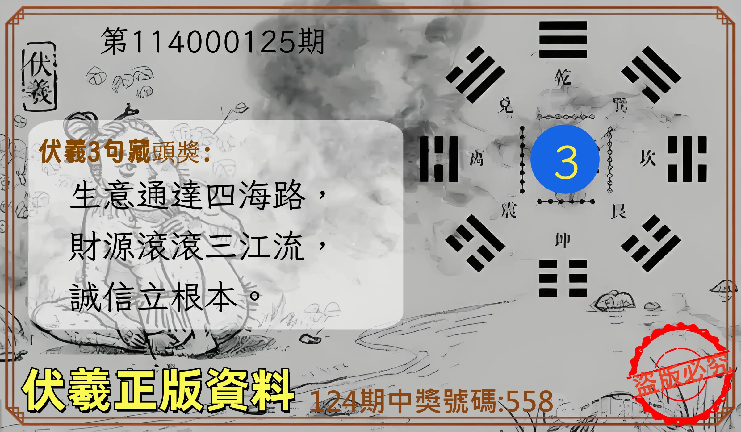 3星彩第114000125期伏羲正版資料