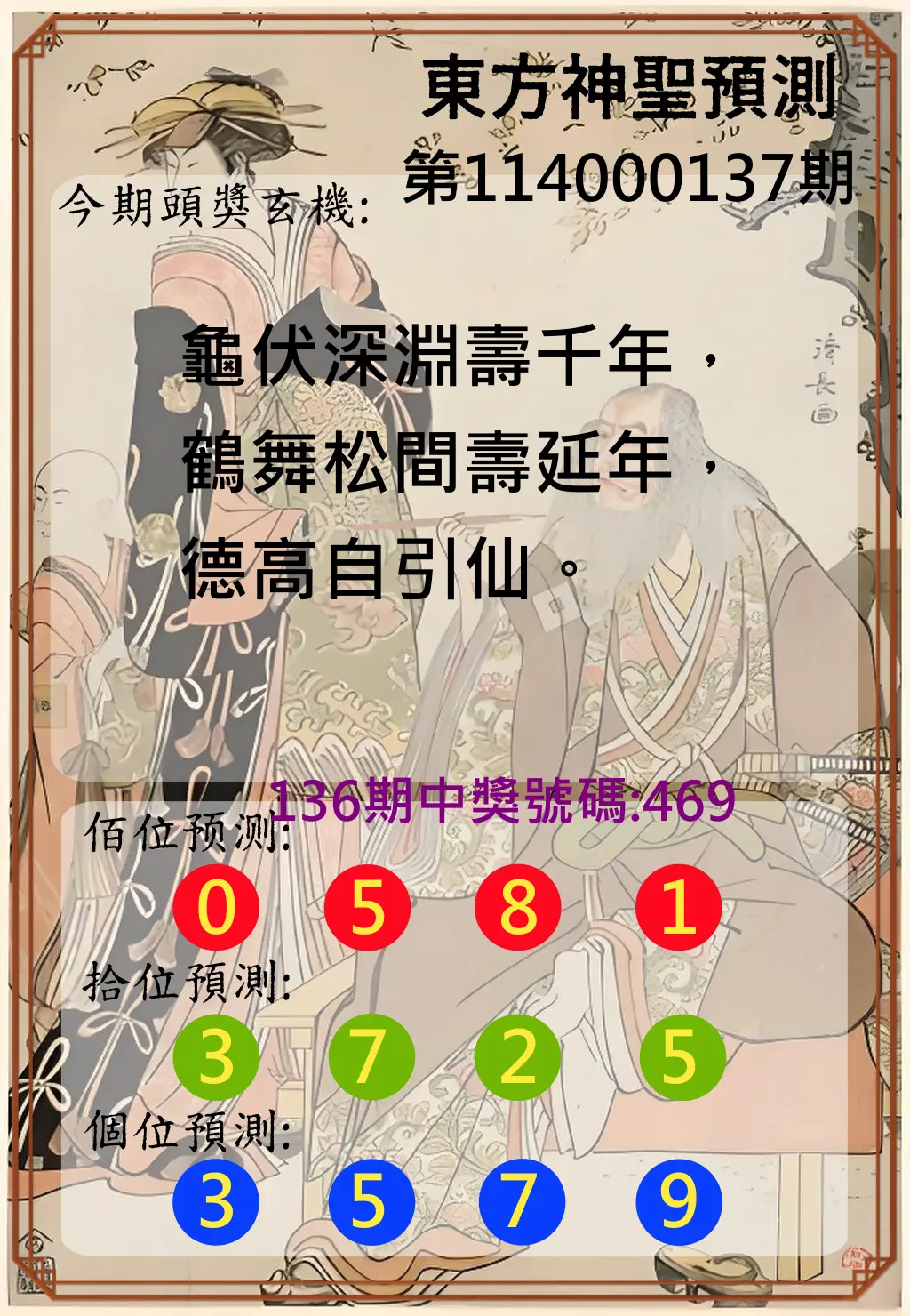 3星彩第114000137期東方神聖預測
