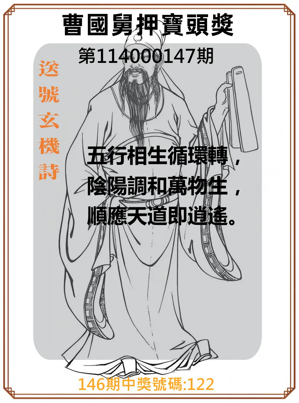 3星彩第114000147期曹國舅押寶頭獎