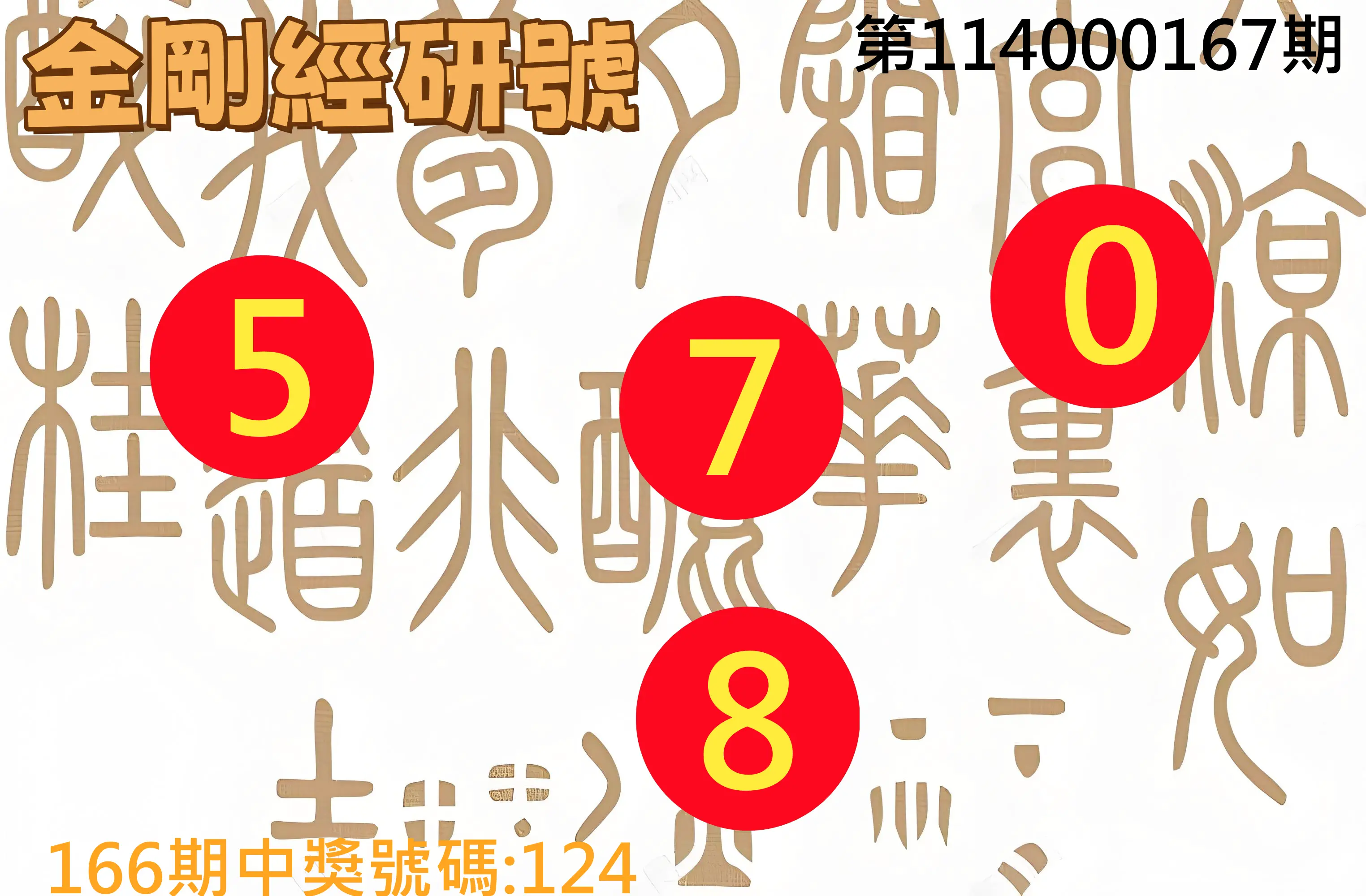 3星彩第114000167期(07/10)金剛經研號