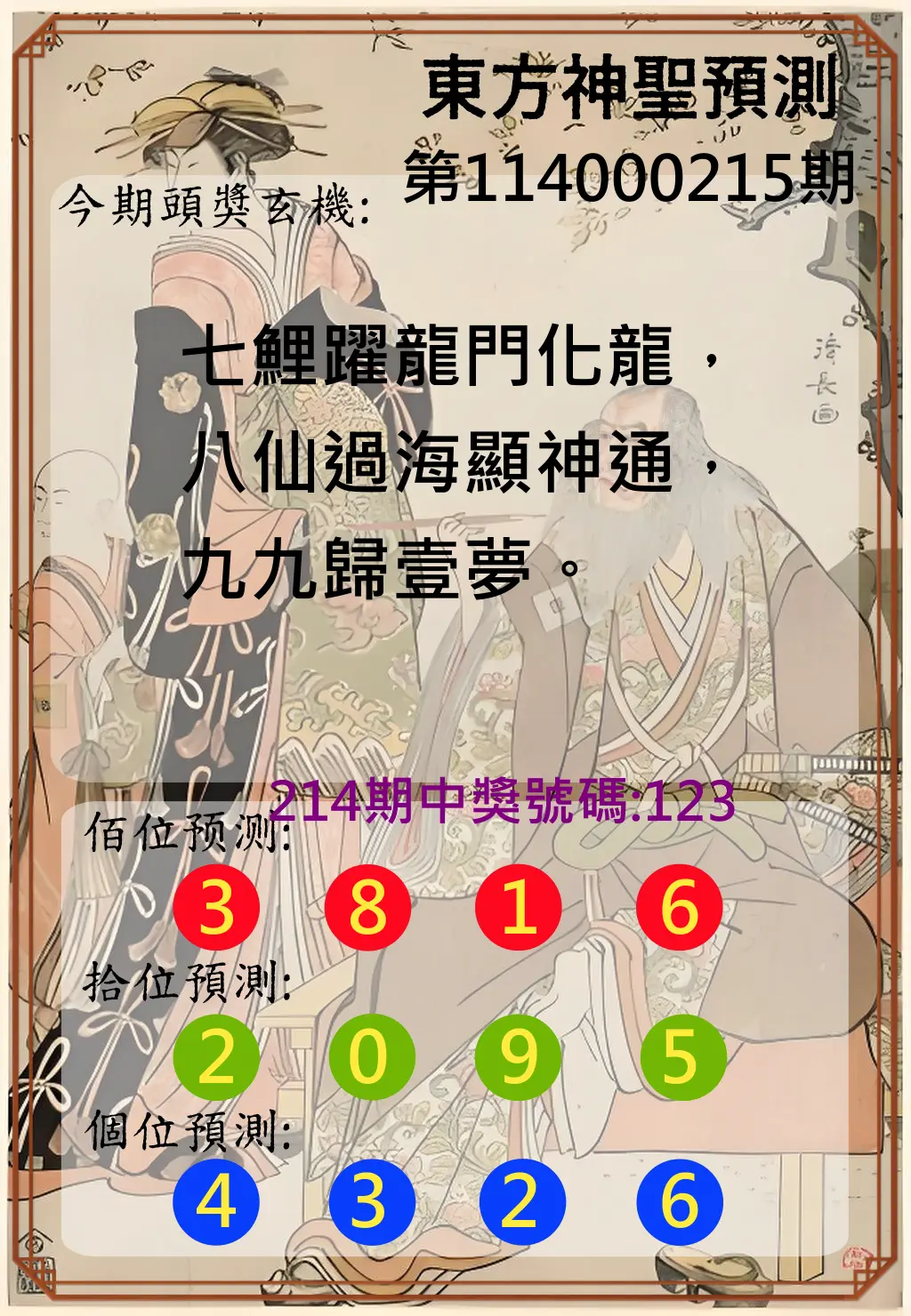 3星彩第114000215期(09/04)東方神聖預測