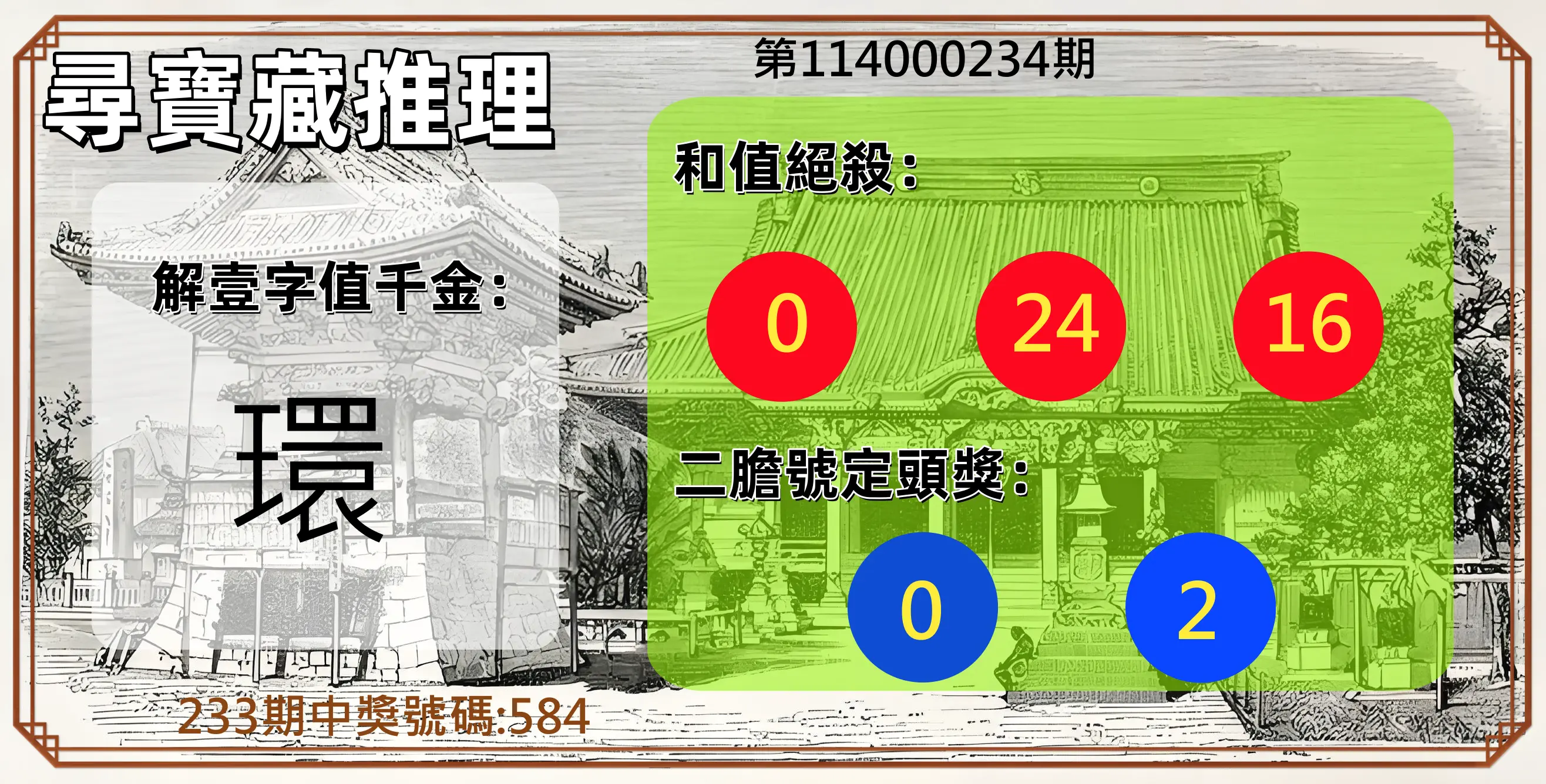 3星彩第114000234期(09/26)尋寶藏推理