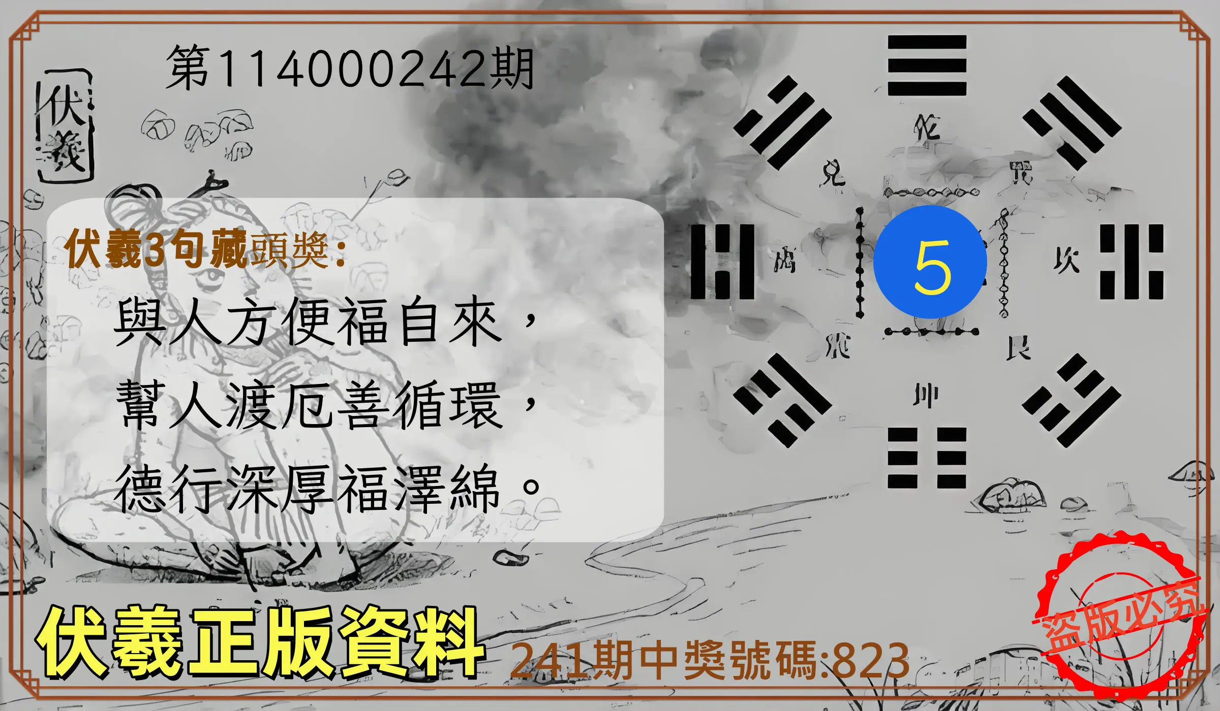 3星彩第114000242期(10/06)伏羲正版資料