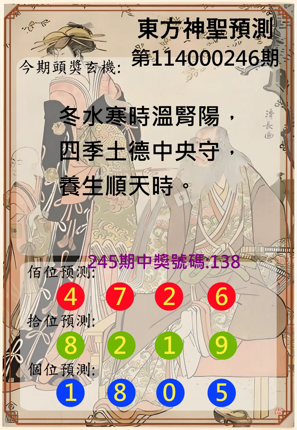 3星彩第114000246期(10/10)東方神聖預測