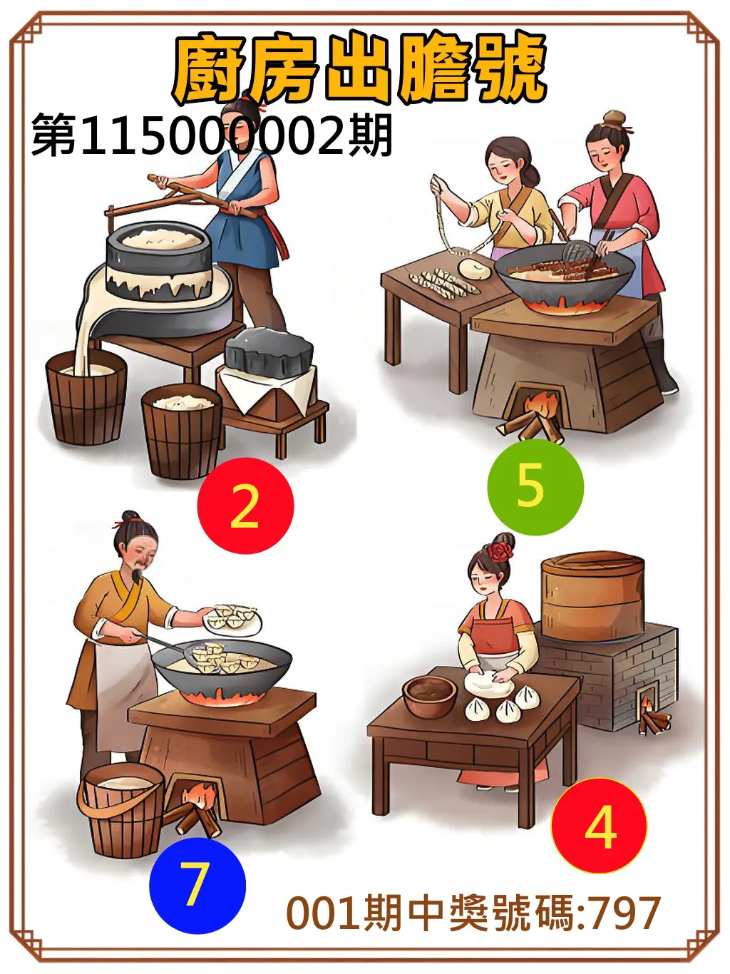 3星彩第115000002期(01/02)廚房出膽號
