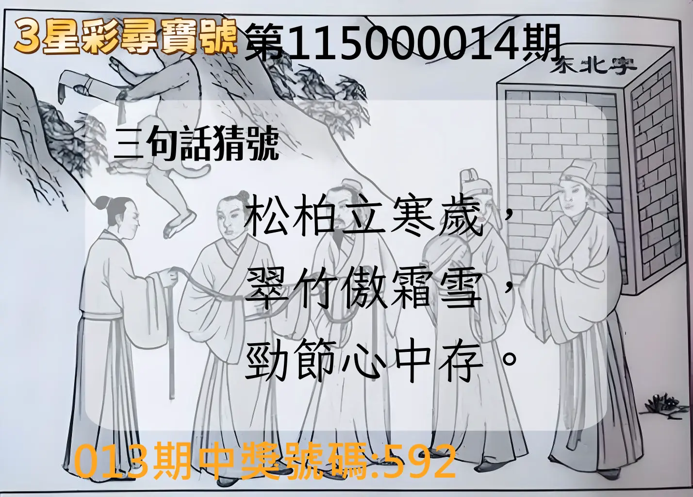 3星彩第115000014期(01/16)3星彩尋寶號