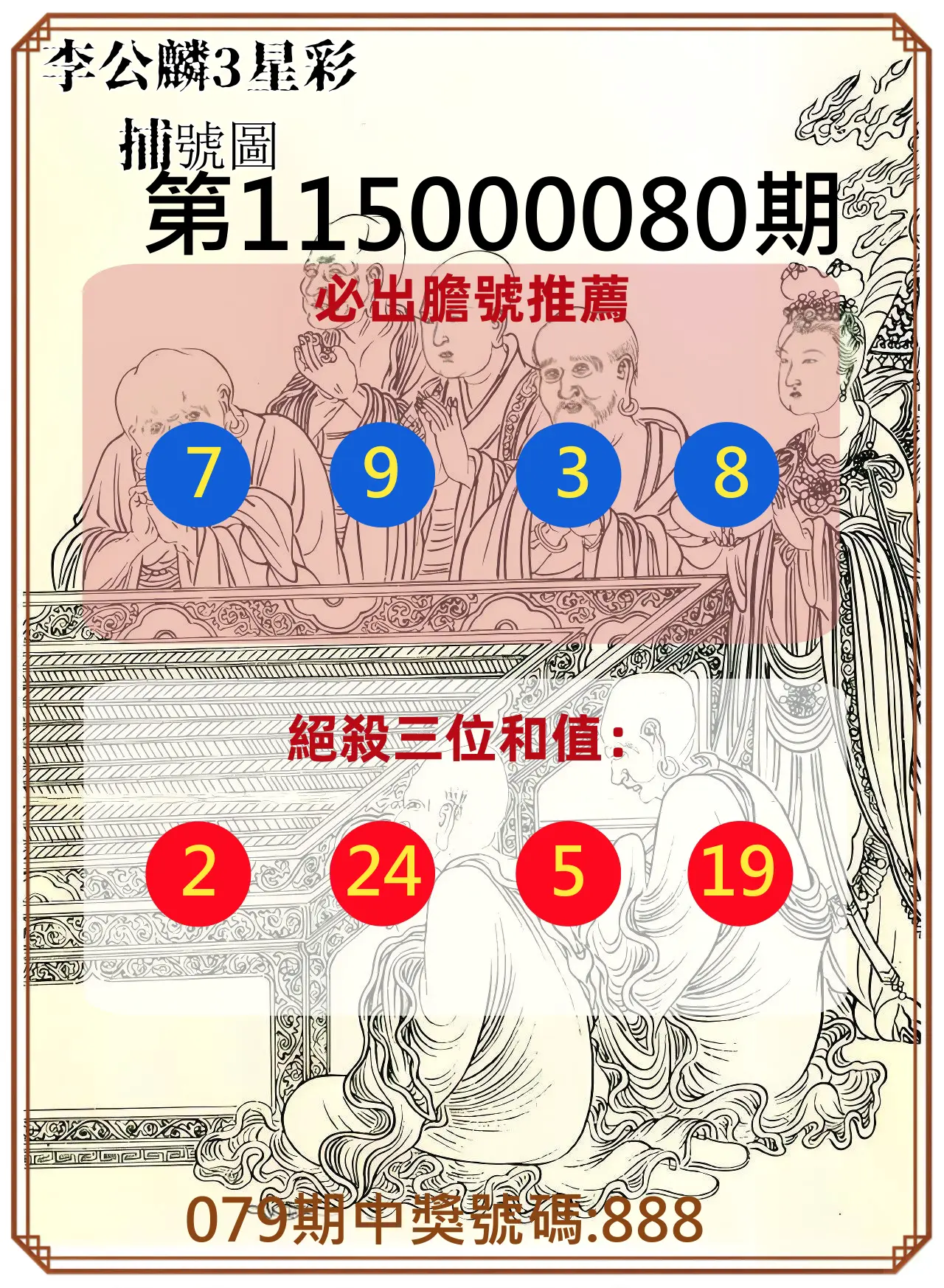 3星彩第115000080期(03/31)李公麟3星彩捕號圖