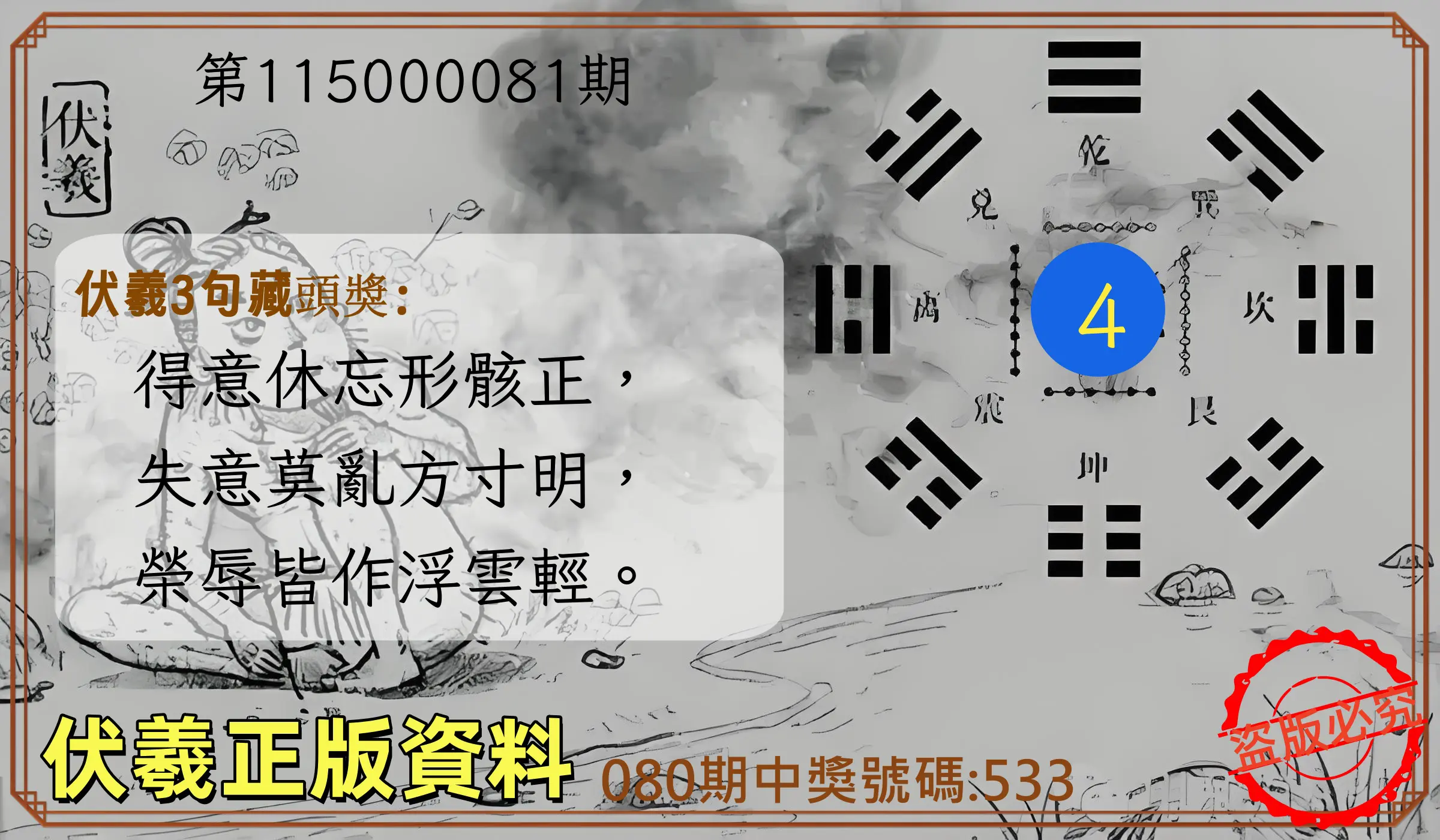 3星彩第115000081期(04/01)伏羲正版資料
