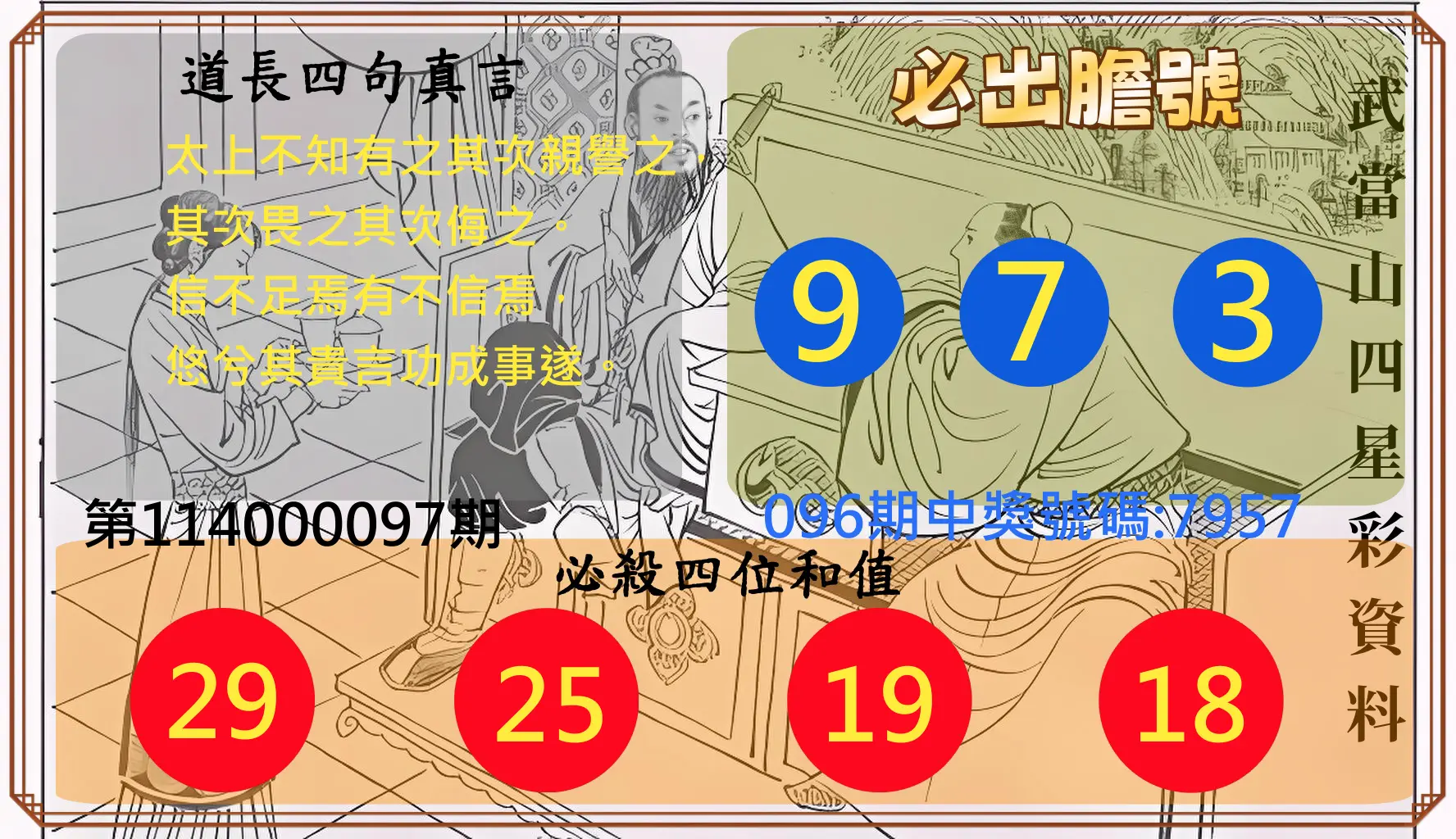 4星彩第114000097期武當山四星彩資料