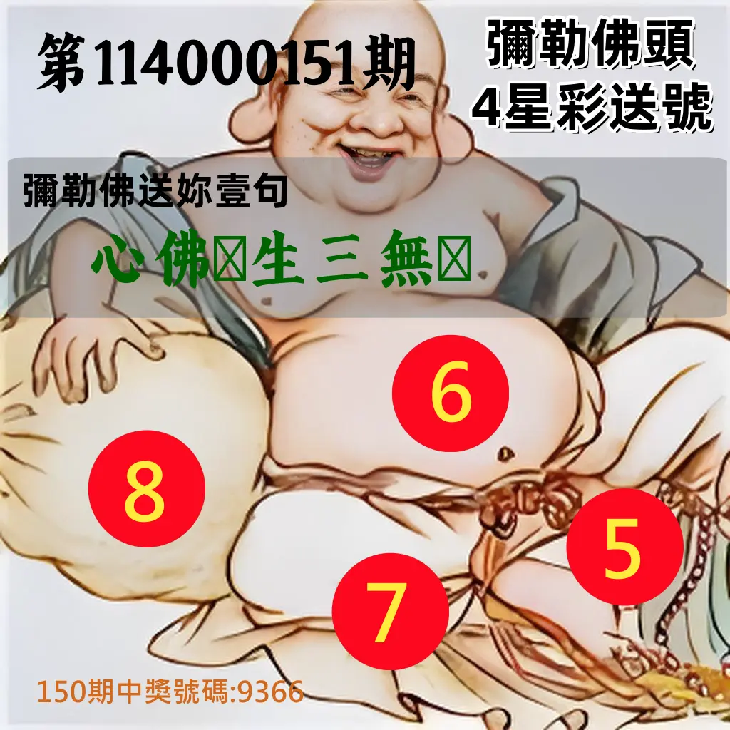 4星彩第114000151期彌勒佛頭4星彩送號