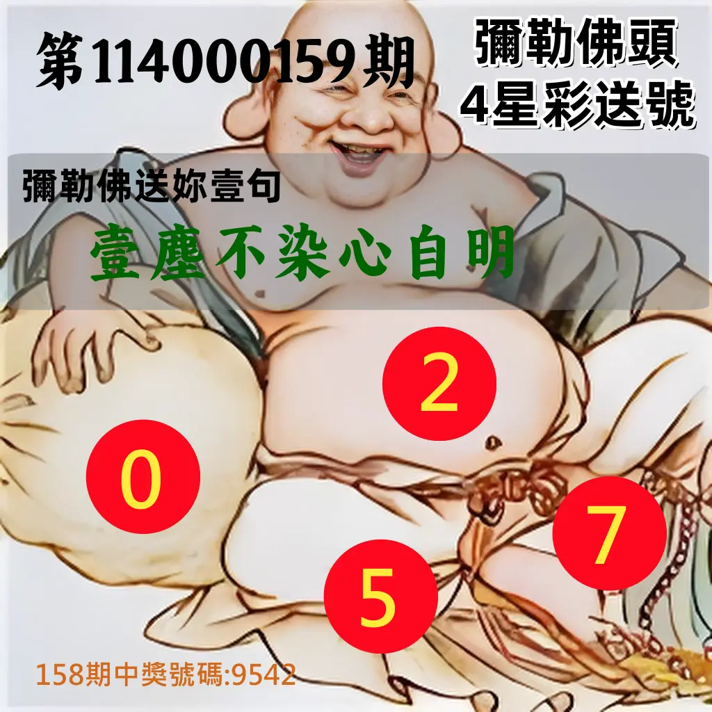 4星彩第114000159期彌勒佛頭4星彩送號