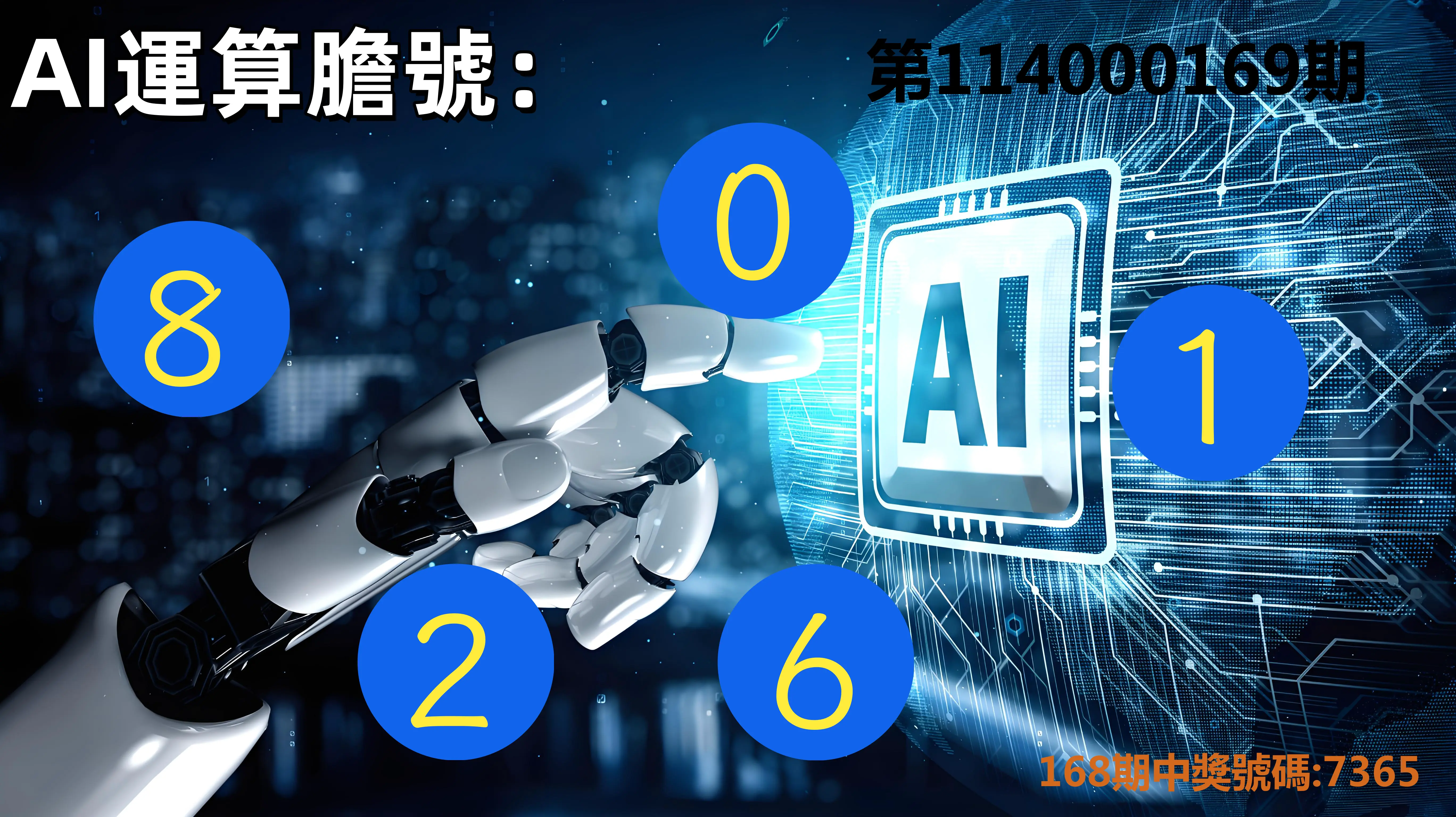4星彩第114000169期(07/12)AI運算膽號