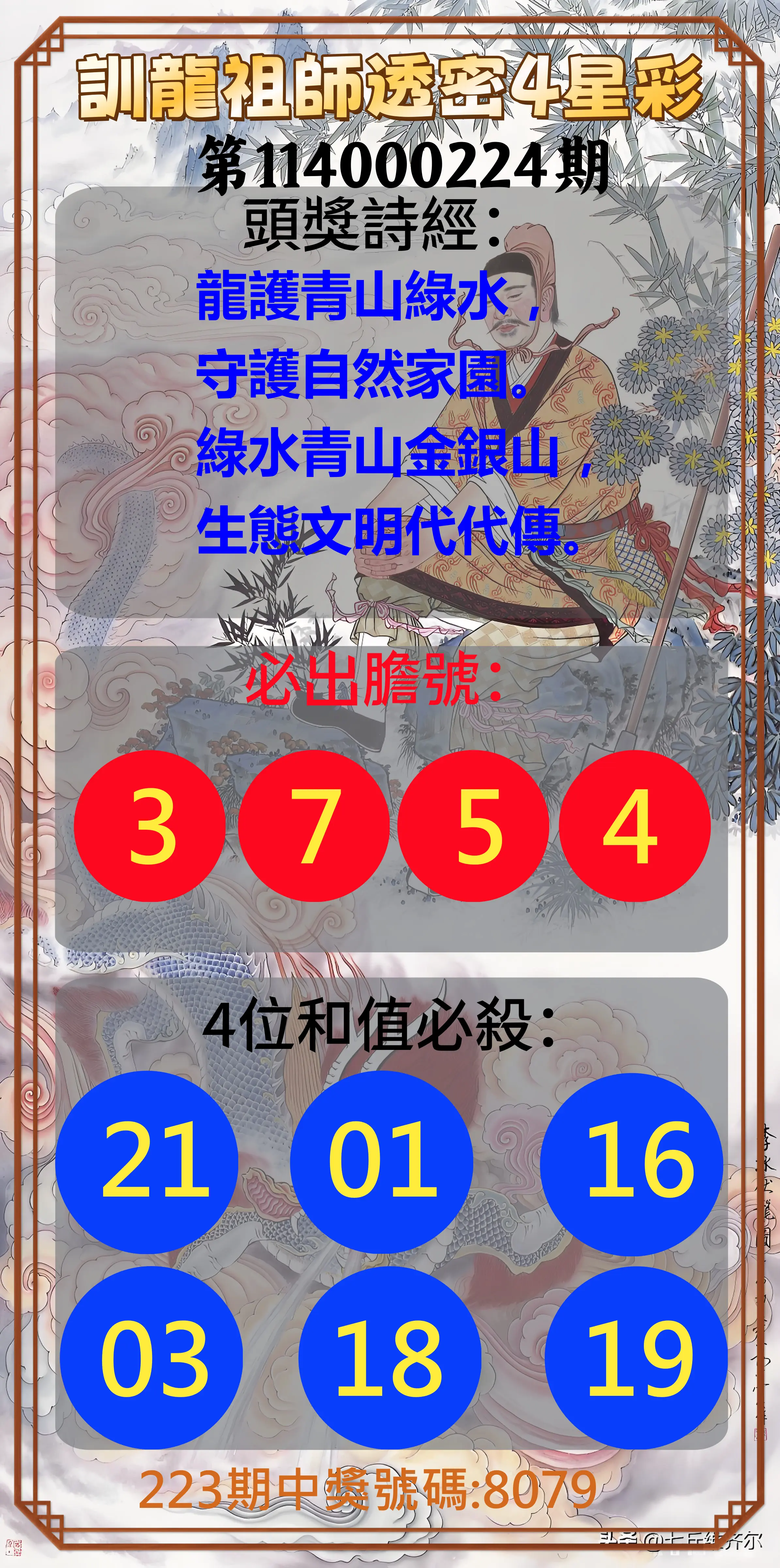 4星彩第114000224期(09/15)訓龍祖師透密4星彩