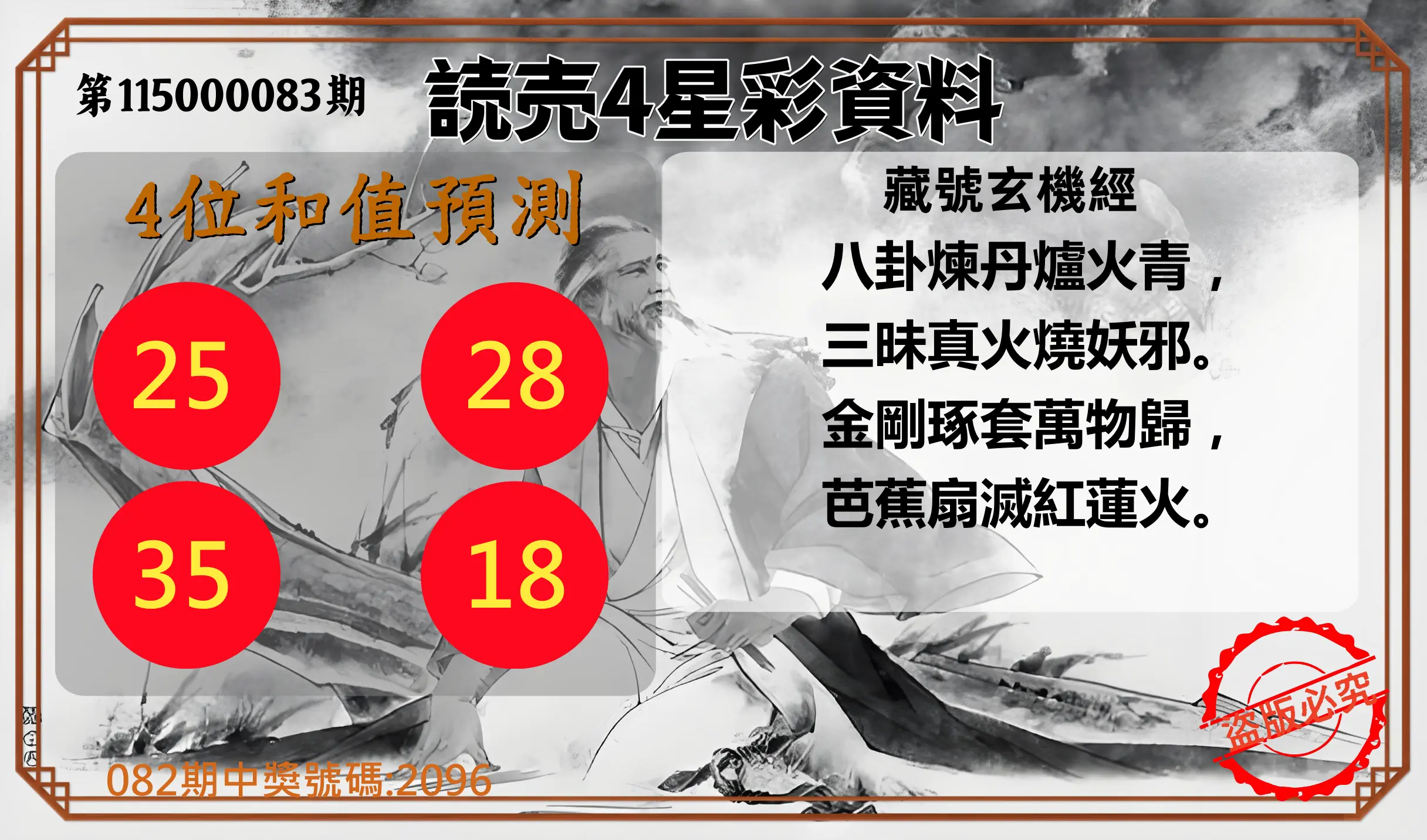 4星彩第115000083期(04/03)読売4星彩資料