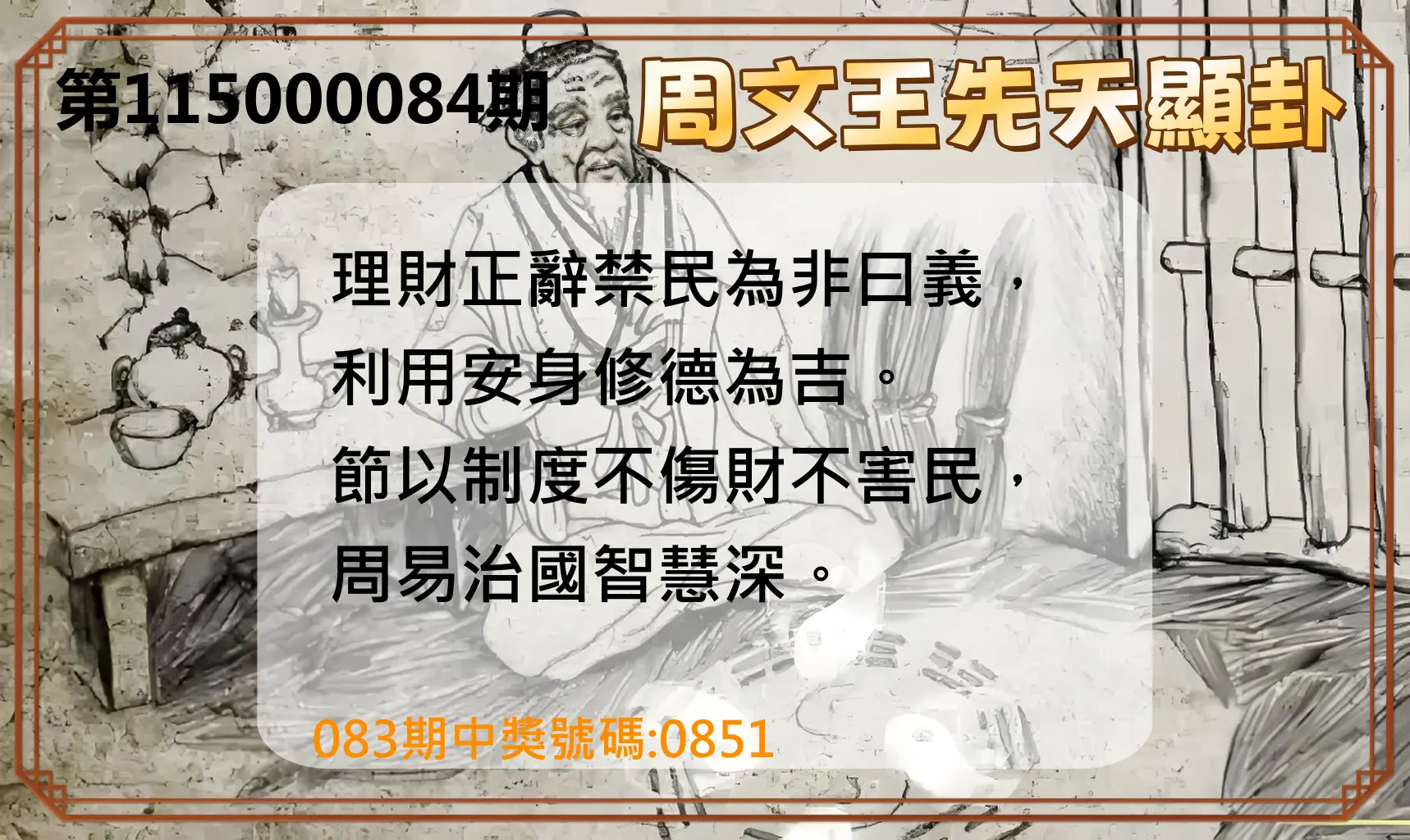 4星彩第115000084期(04/04)周文王先天顯卦