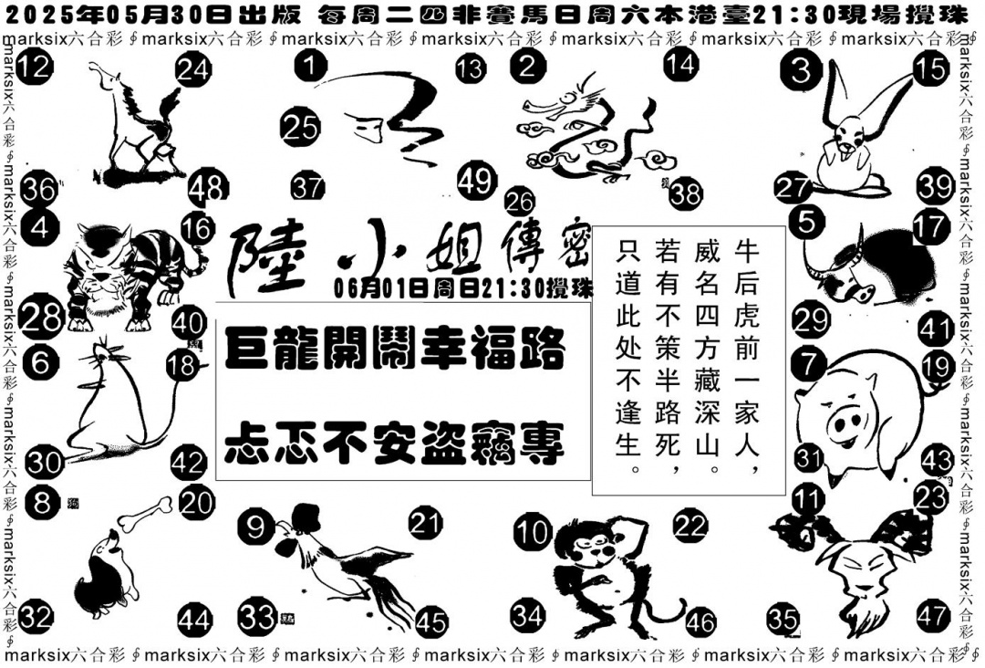 六合彩060期陆小姐传密B(黑白)