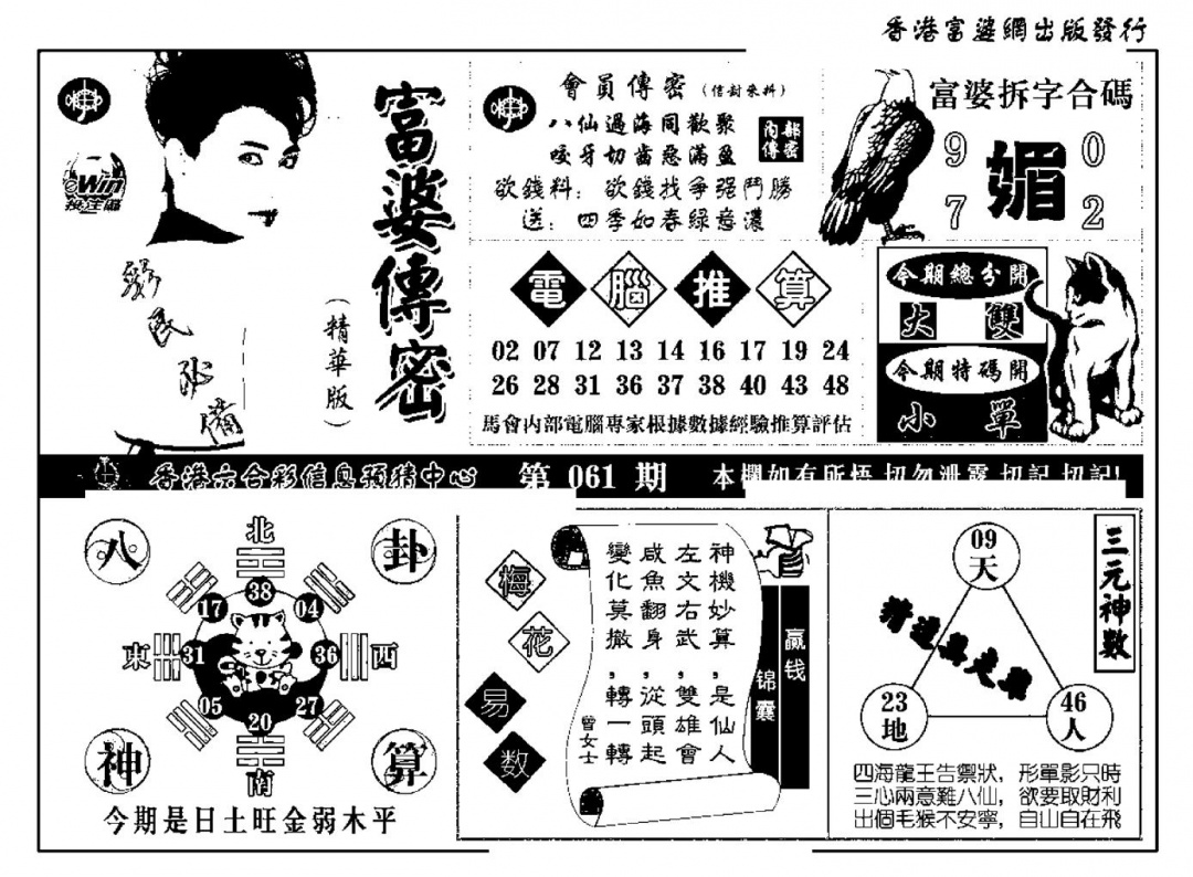 六合彩061期富婆传密(新料)(黑白)