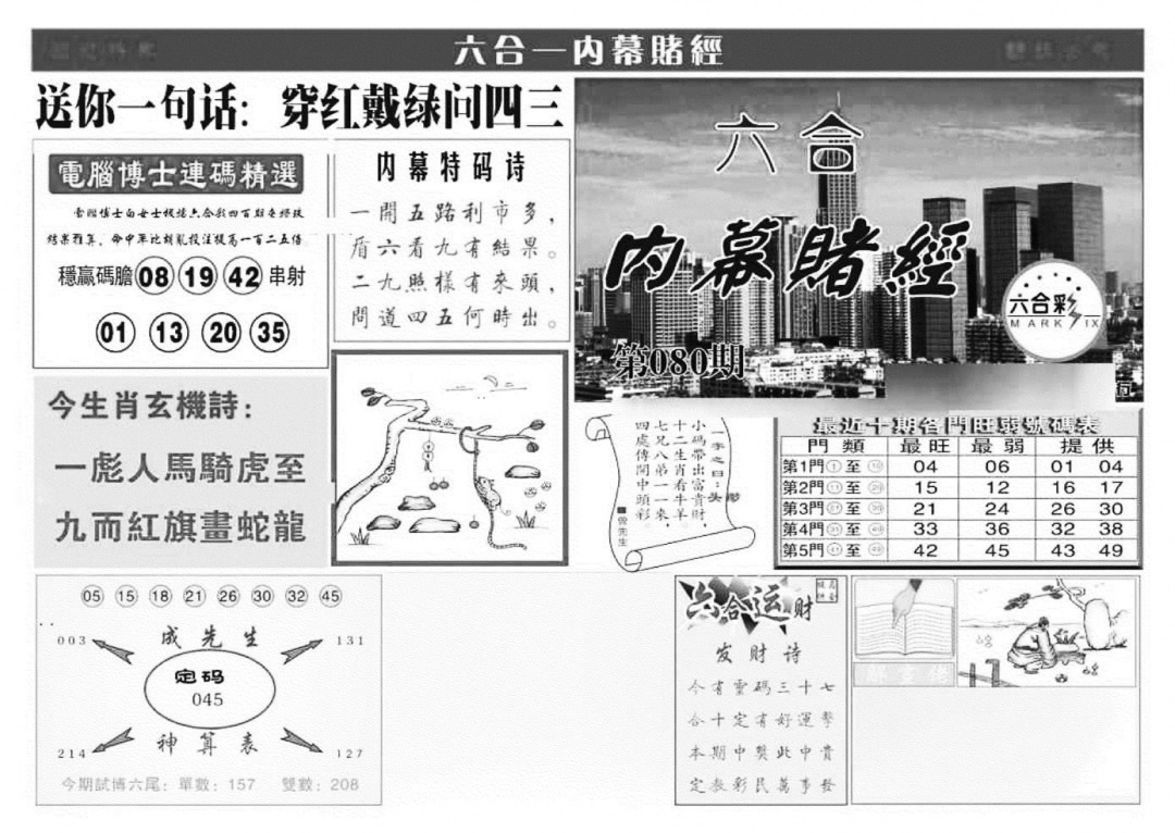 六合彩080期内幕赌经(特准)(黑白)