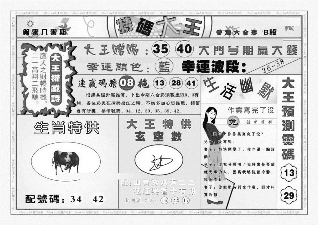 六合彩080期特码大王B（新图）(黑白)