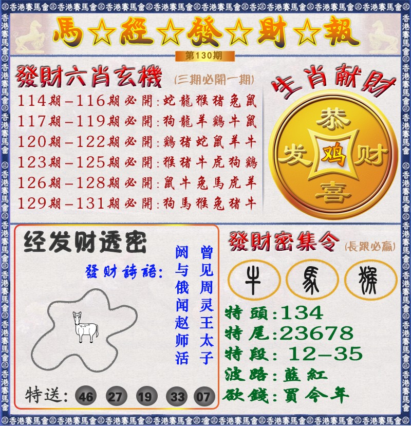 六合彩130期马经发财报（荐）