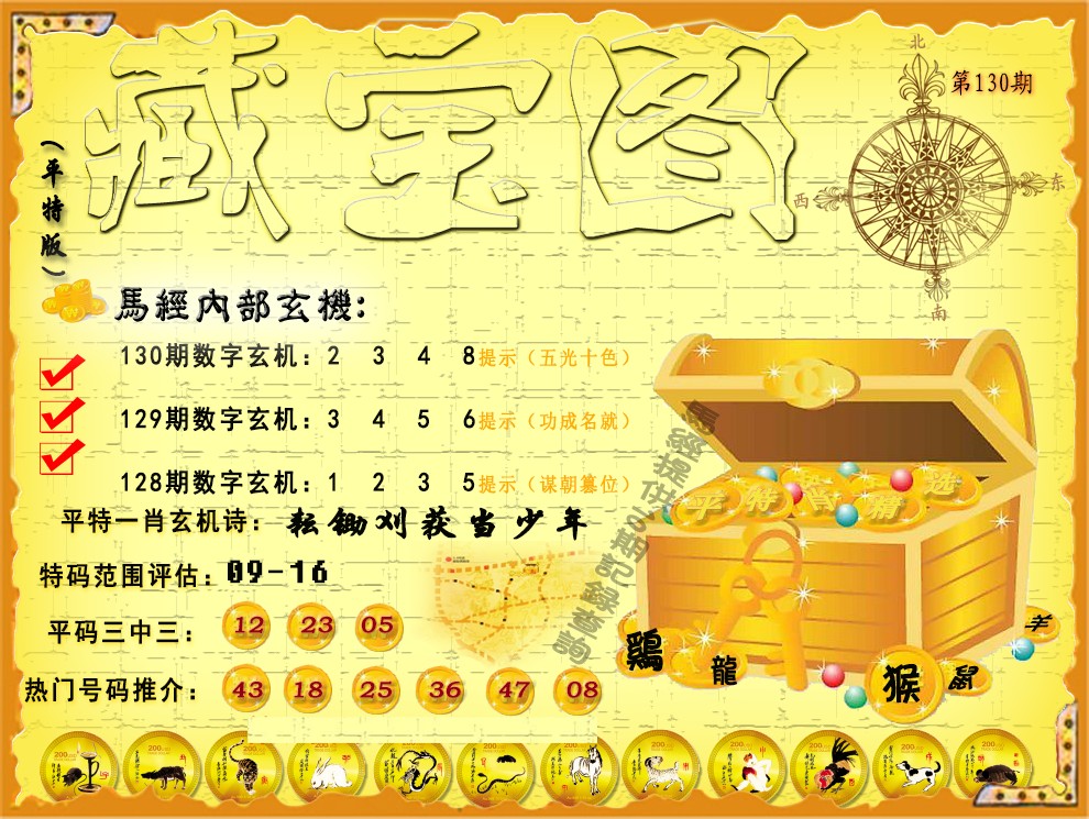六合彩130期平特藏宝图（荐）