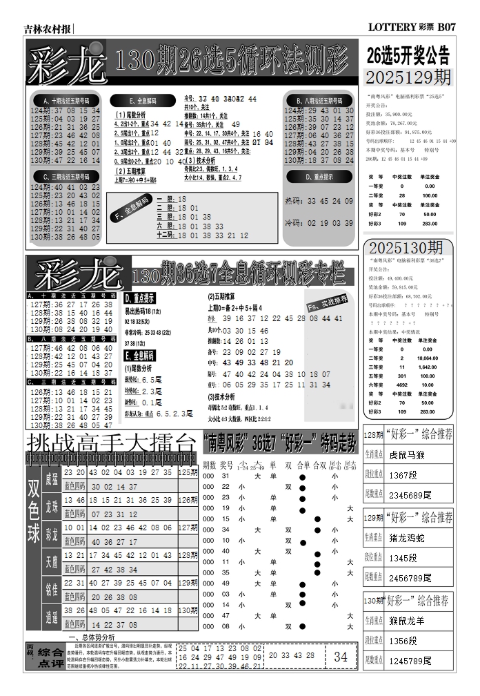 六合彩130期七星彩图(高清)D