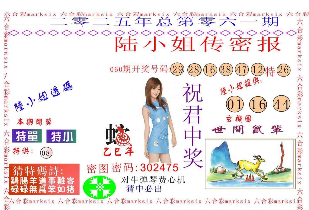 六合彩061期陆小姐传密A