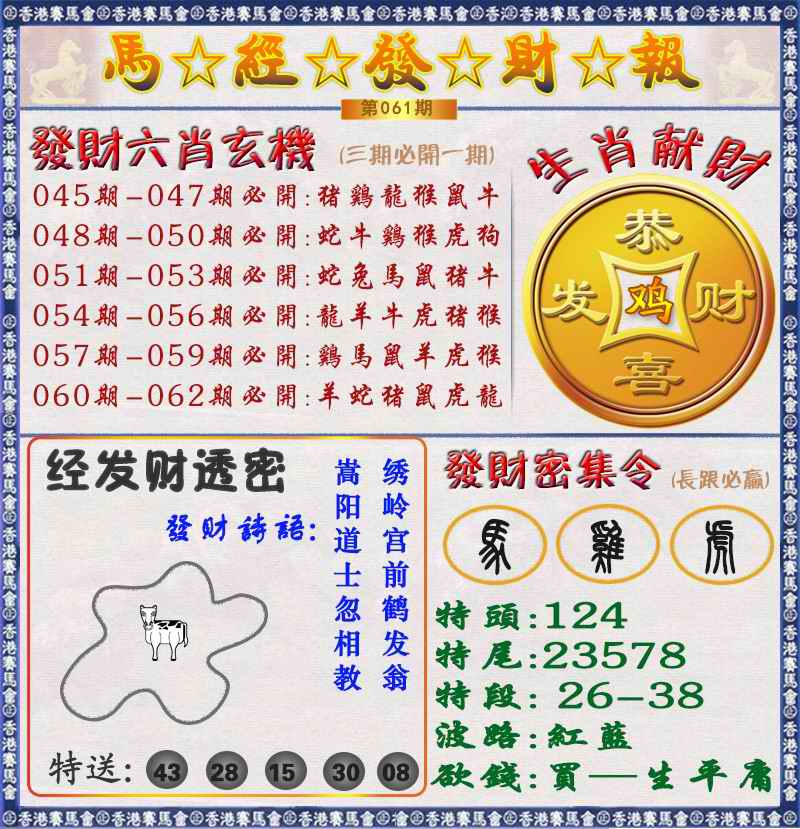 六合彩061期马经发财报（荐）