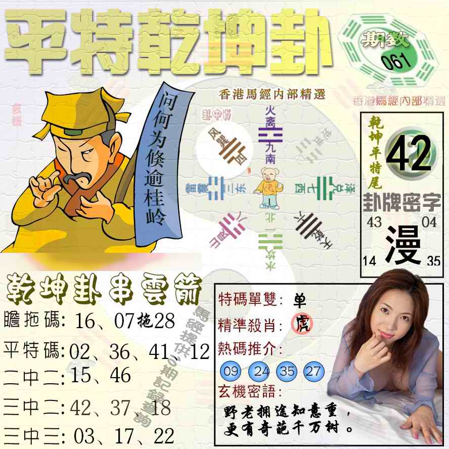 六合彩061期平特乾坤卦（荐）