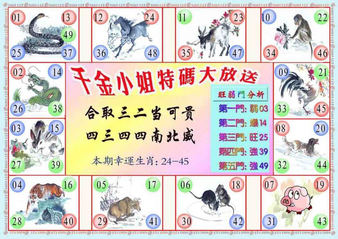 六合彩063期千金小姐B版