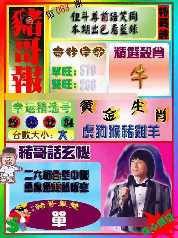 六合彩063期猪哥报
