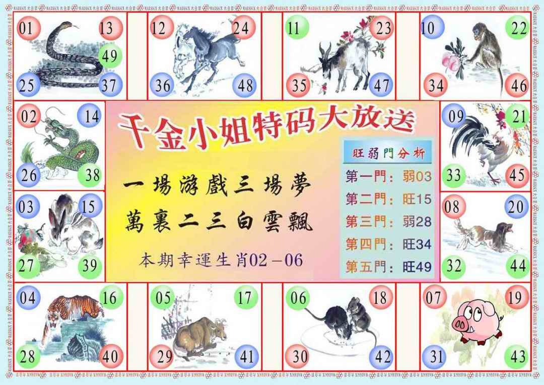 六合彩063期(新版)千金小姐B