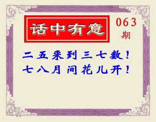六合彩063期话中有意(另版)