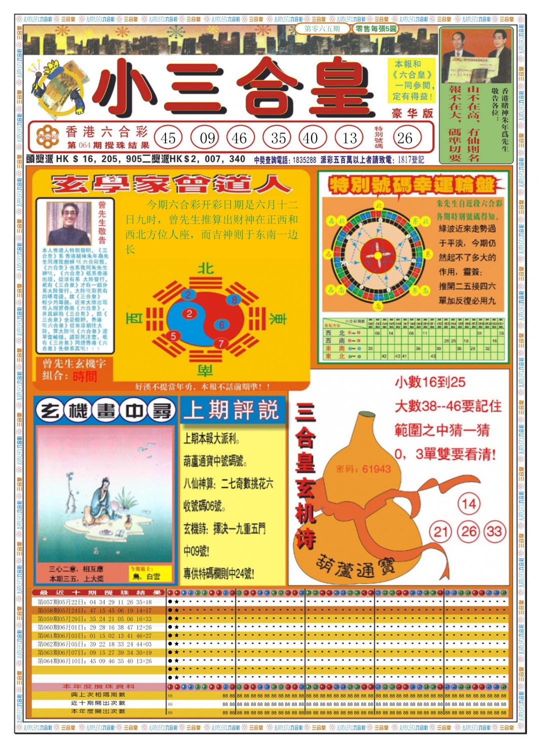 六合彩065期小三合皇A