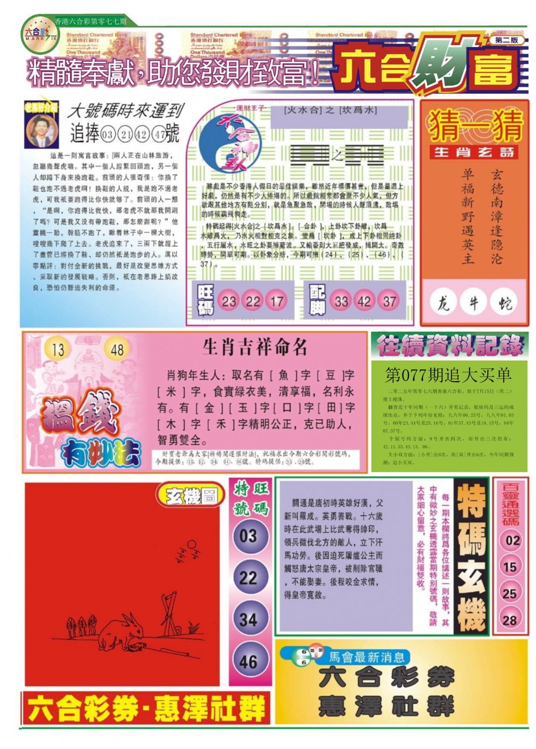 六合彩077期六合财富B